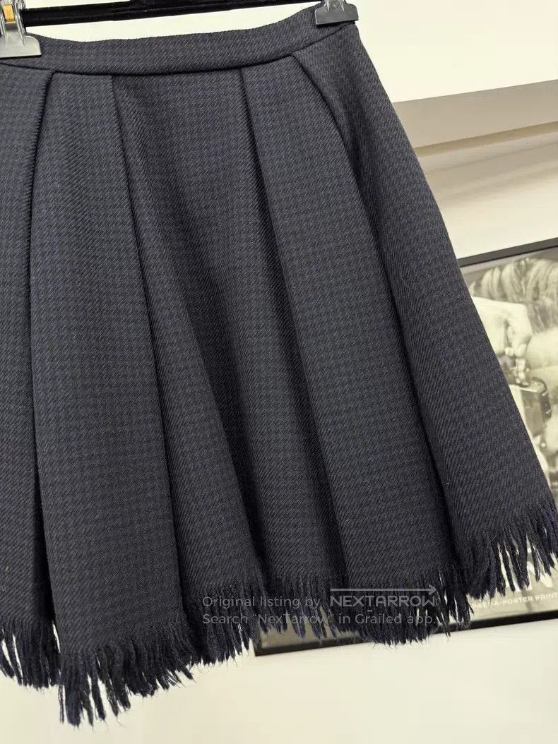 Dior Dior Black and blue plaid tassel skirt Size 42" / US 20 - 2 Thumbnail
