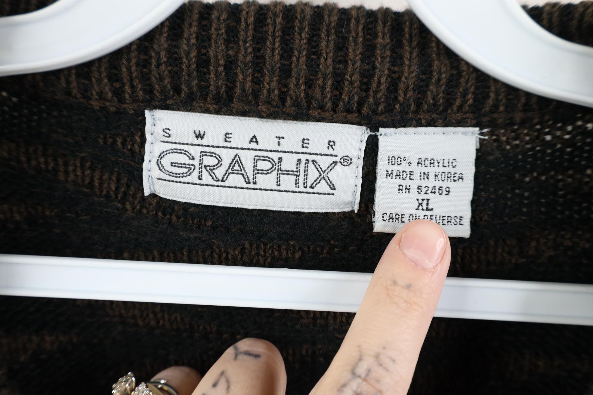 Vintage Vintage 90s Streetwear Knit Crewneck Sweater Brown Acrylic Size US XL / EU 56 / 4 - 4 Thumbnail