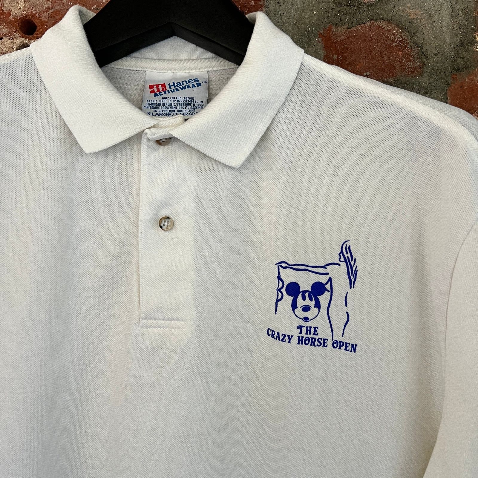 Hanes VTG Crazy Horse Open at Disney Mens White Golf Polo Shirt XL Size US XL / EU 56 / 4 - 1 Thumbnail