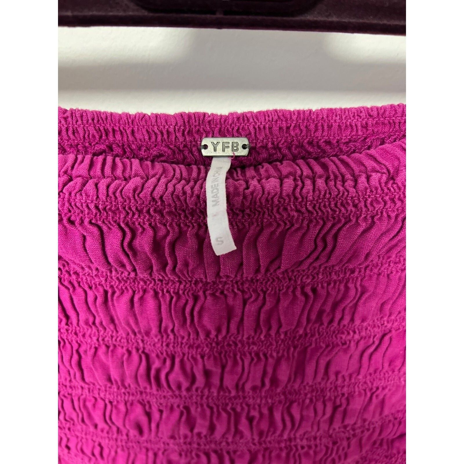 Young Fabulous & Broke Young Fabulous & Broke YFB Smocked Square Neck Top Magenta S Size S / US 4 / IT 40 - 2 Thumbnail