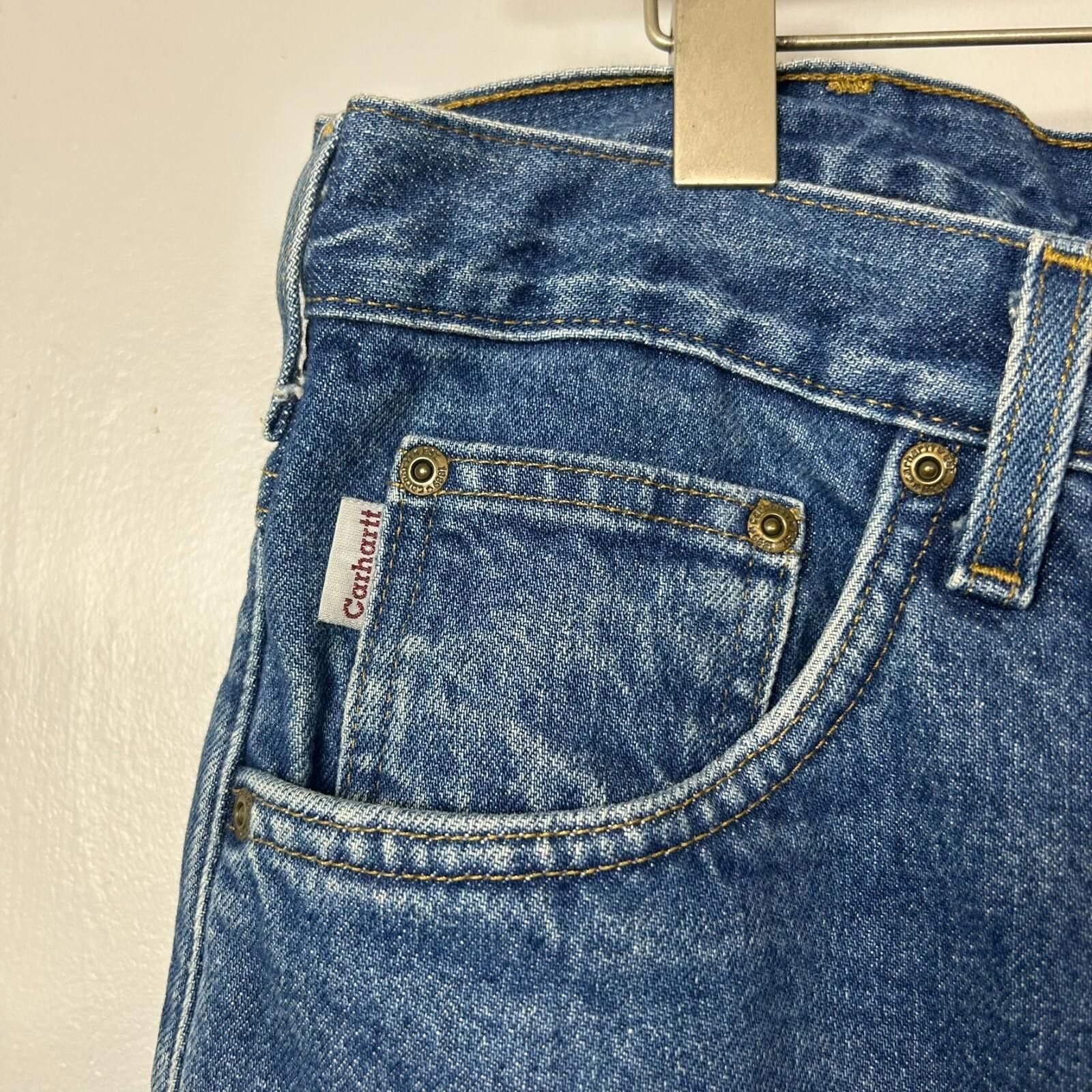 Carhartt Vintage 1990s Carhartt Fleece Lined Blue Jeans Size 36x32 Size US 36 / EU 52 - 6 Thumbnail