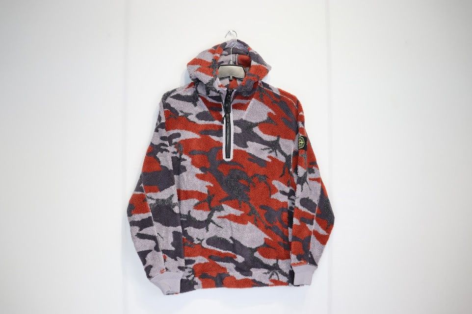 image of Stone Island O1Rshd1 Camo Fleece 1/4 Zip Pullover In Multicolor, Men's (Size Small)