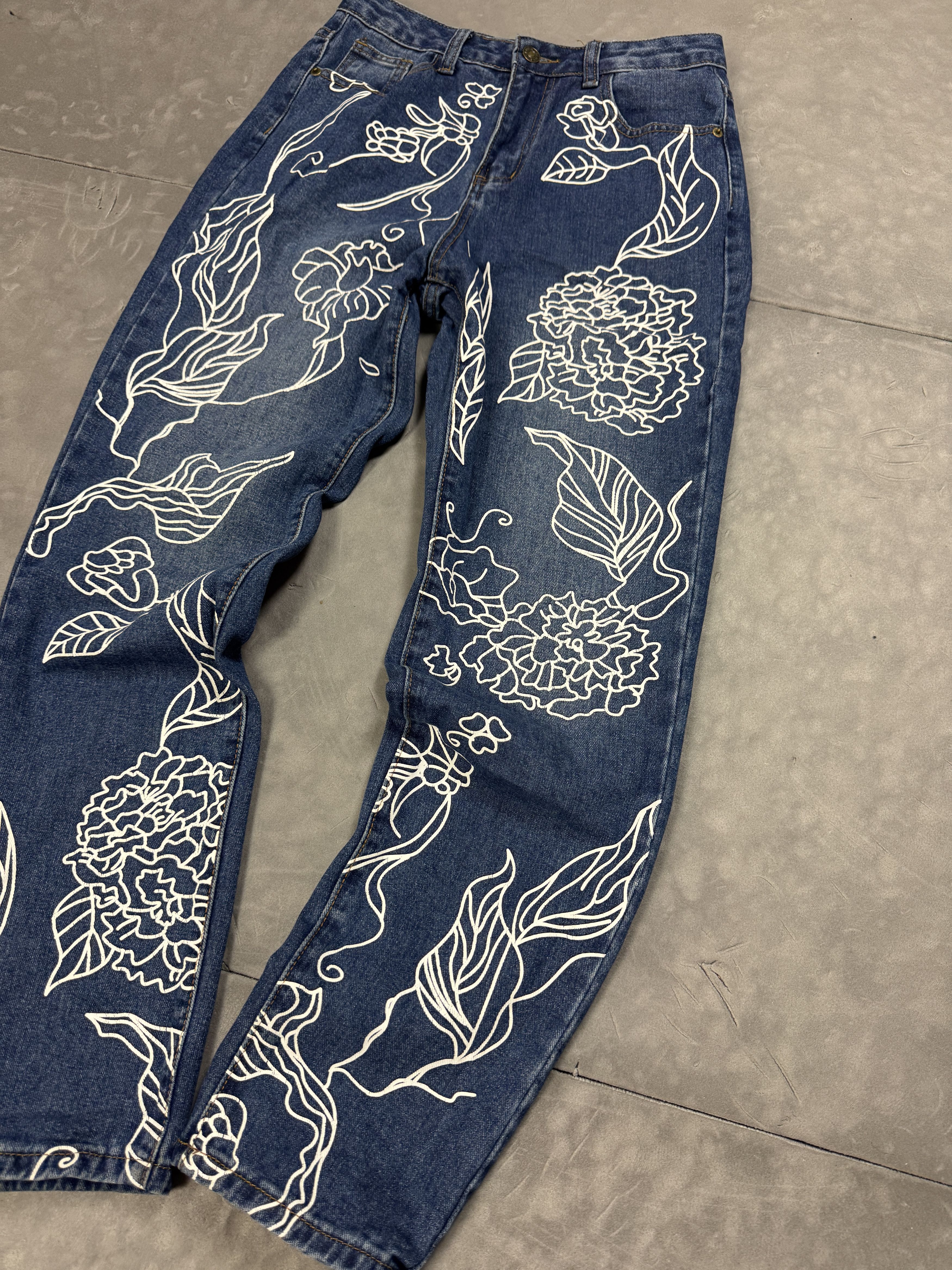 Vintage Y2K Denim Baggy Jeans with Retro Graphic Prints (S) 90s Size 26" / US 2 / IT 38 - 6 Thumbnail