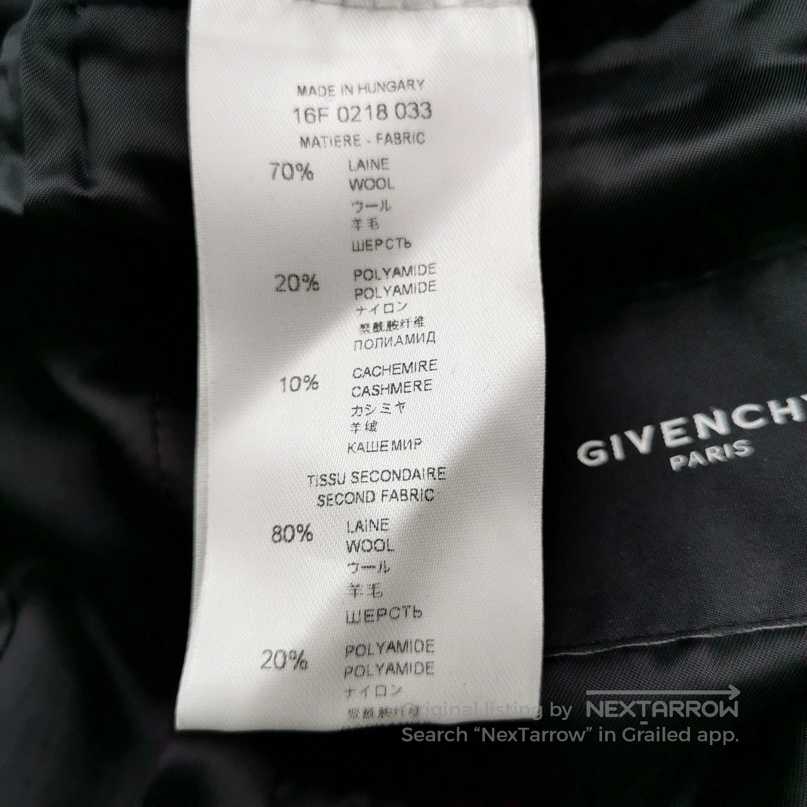 Givenchy Givenchy Wool-Cashmere Lapel Coat L. Size US L / EU 52-54 / 3 - 7 Thumbnail