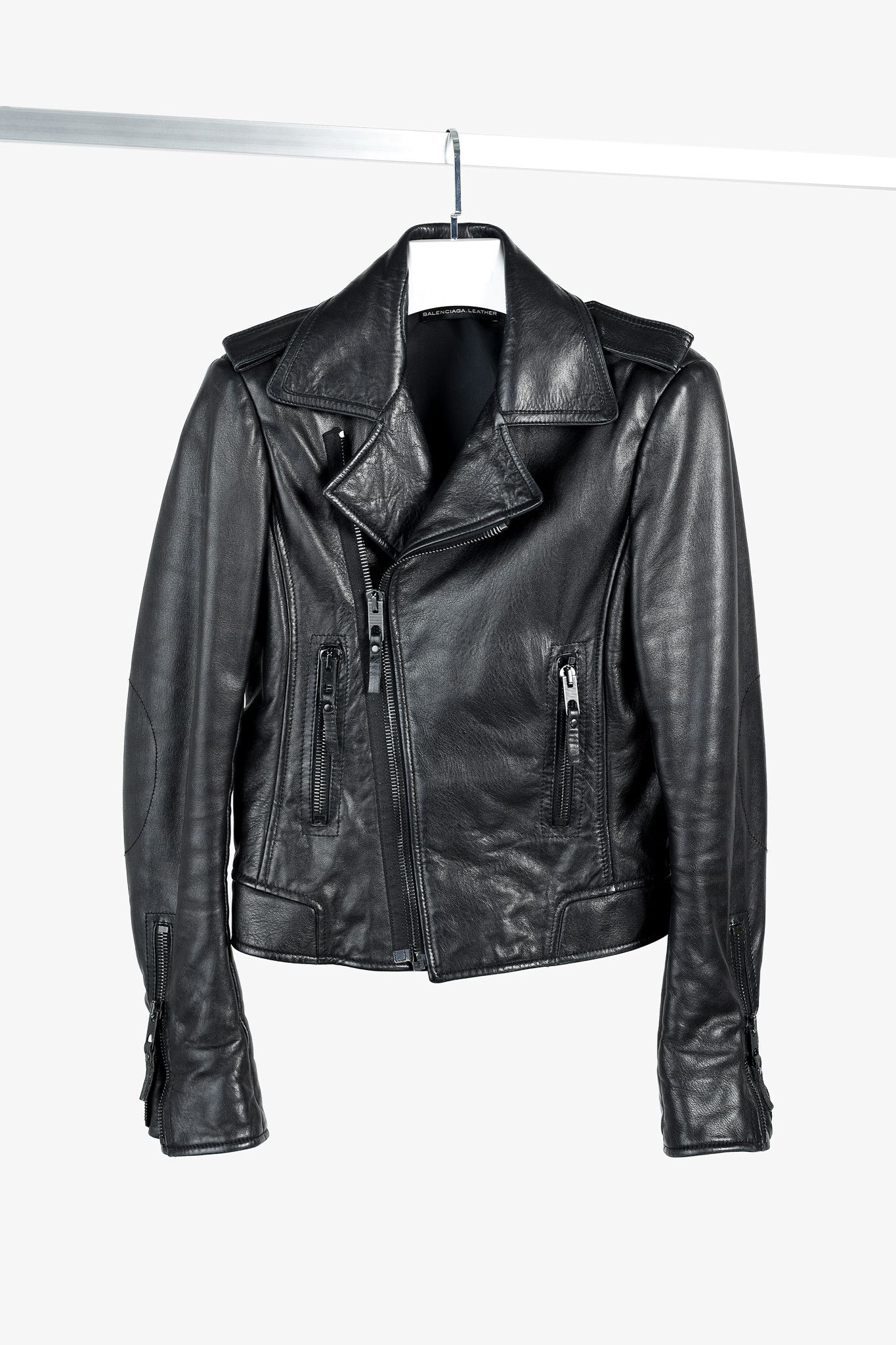 Acne Studios Balenciaga Black Lambskin-Leather Moto Jacket Size M / US 6-8 / IT 42-44 - 1 Thumbnail