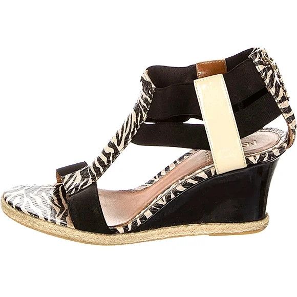 Fendi Carioca Zebra Print Leather Wedge Sandal Size US 6.5 / IT 36.5 - 2 Thumbnail