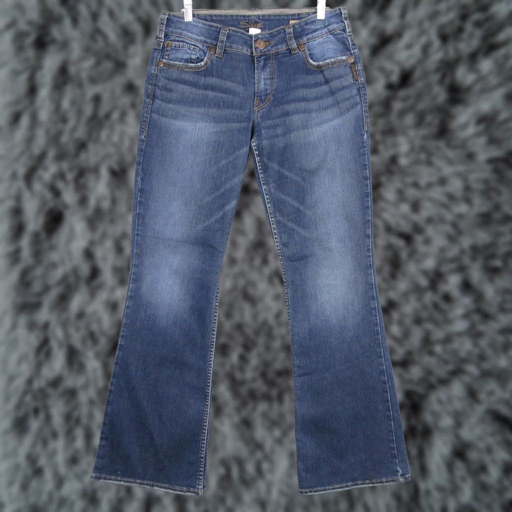 Silver Jeans Co. Silver Jeans Suki Surplus Jeans Womens 31x32 Blue Medium Wash Bootcut Denim Jeans Women's W31 L32 Size 24" / US 00 / IT 34 - 1 Thumbnail
