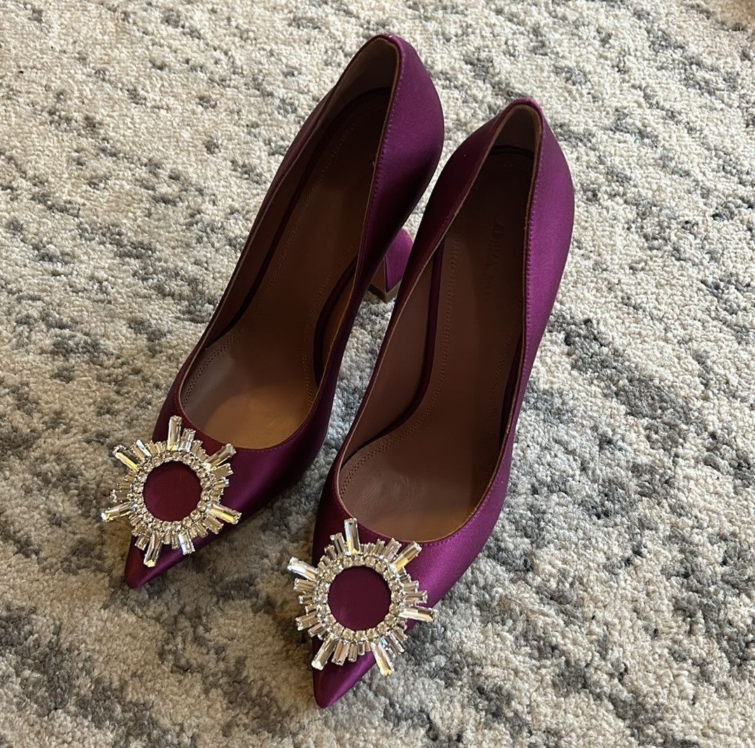 Amina Muaddi Amina Muaddi Begum Brooch Pointed Toe Satin Pumps size 37 Size US 7 / IT 37 - 9 Thumbnail