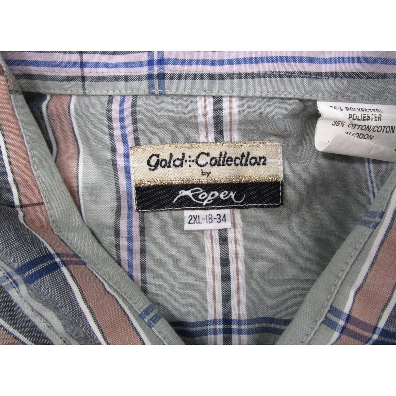 Roper Roper Mens Button-Up Shirt Long Sleeve Plaid Cotton Blend Multicolor 2XL Western Casual, Workwear, Business, Party/Cocktail, Travel, Wedding Mens Size US XXL / EU 58 / 5 - 2 Thumbnail