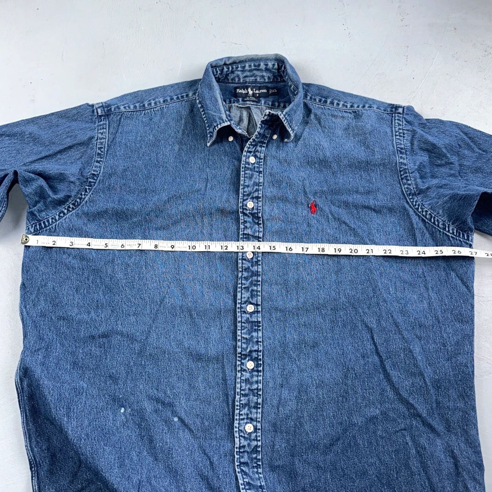 Polo Ralph Lauren VINTAGE Polo Ralph Lauren Shirt Denim Blaire Button Front Oxford XL Men Blue 90s Size US XL / EU 56 / 4 - 4 Thumbnail