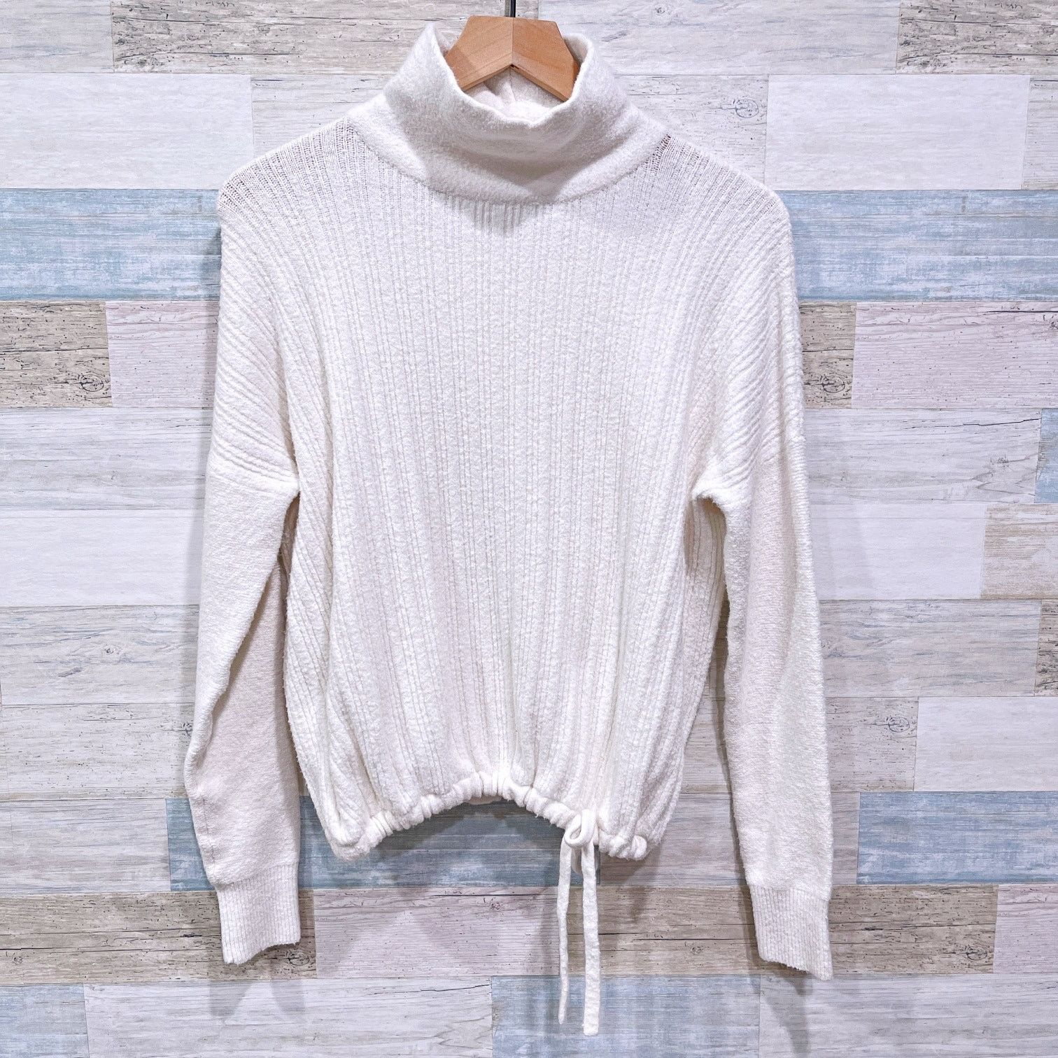 Other Lilla P Ribbed Fleece Turtleneck Sweater White Drawcord M Size M / US 6-8 / IT 42-44 - 1 Thumbnail