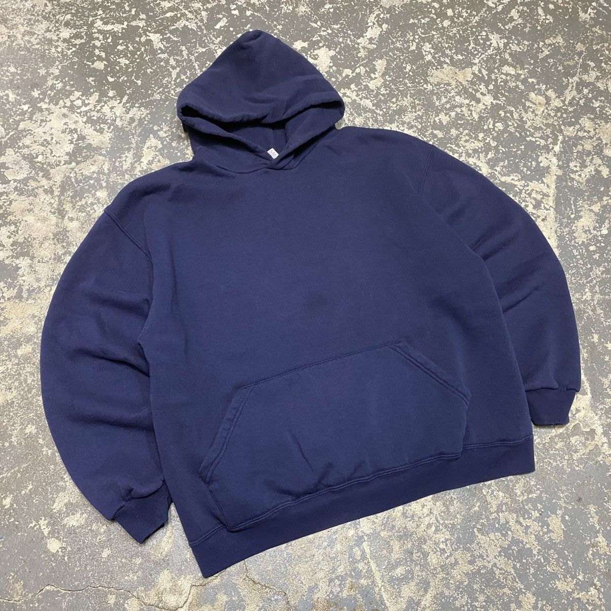 Russell Athletic × Vintage Vintage Russell Athletic Navy Boxy Hoodie Sweatshirt Size US L / EU 52-54 / 3 - 11 Thumbnail