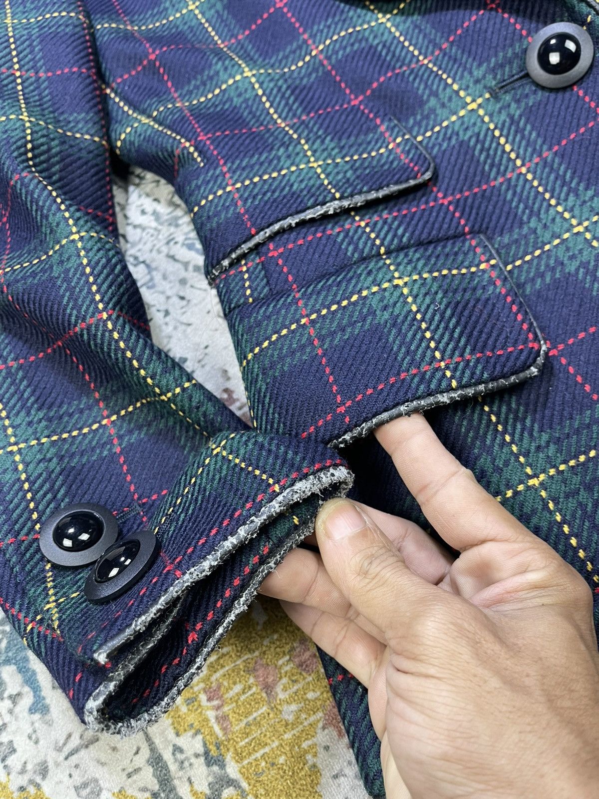 Yves Saint Laurent Yvest Saint Laurent Multicolor Plaid Blazer Jacket Size XXS / US 00 / IT 34 - 10 Thumbnail