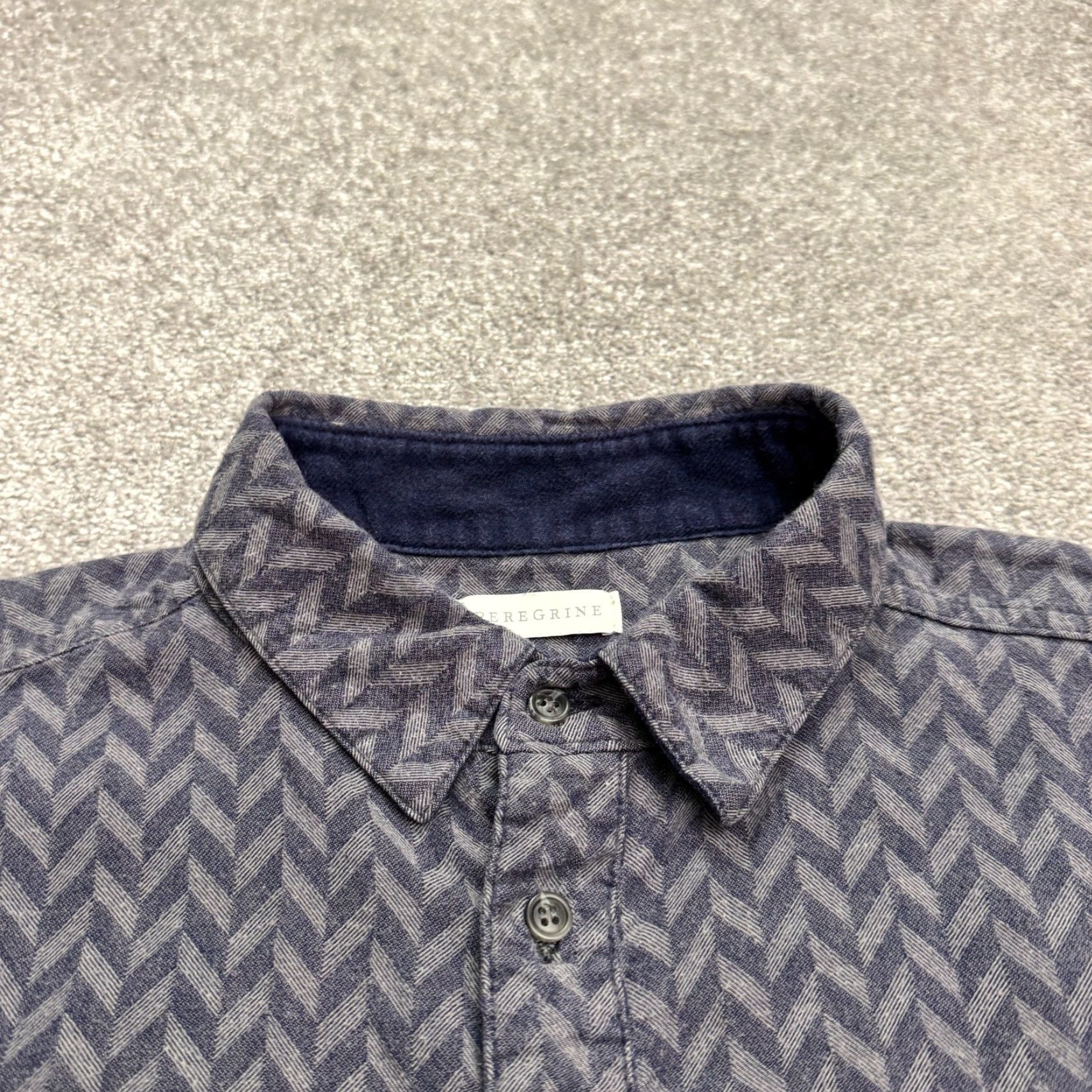 Peregrine Peregrine Shirt Men 2XL Button-Up Geometric Navy Blue Cotton Workwear Casual Classic Modern Vintage: No Size US XXL / EU 58 / 5 - 3 Thumbnail
