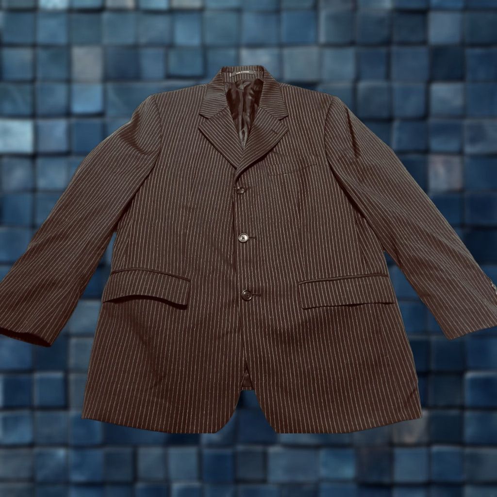 Ralph Lauren Lauren Ralph Lauren Blazer Mens 44R Black Wool Striped 3-Button Long Sleeve Jacket/Coat Regular Fit Size US XXL / EU 58 / 5 - 1 Thumbnail