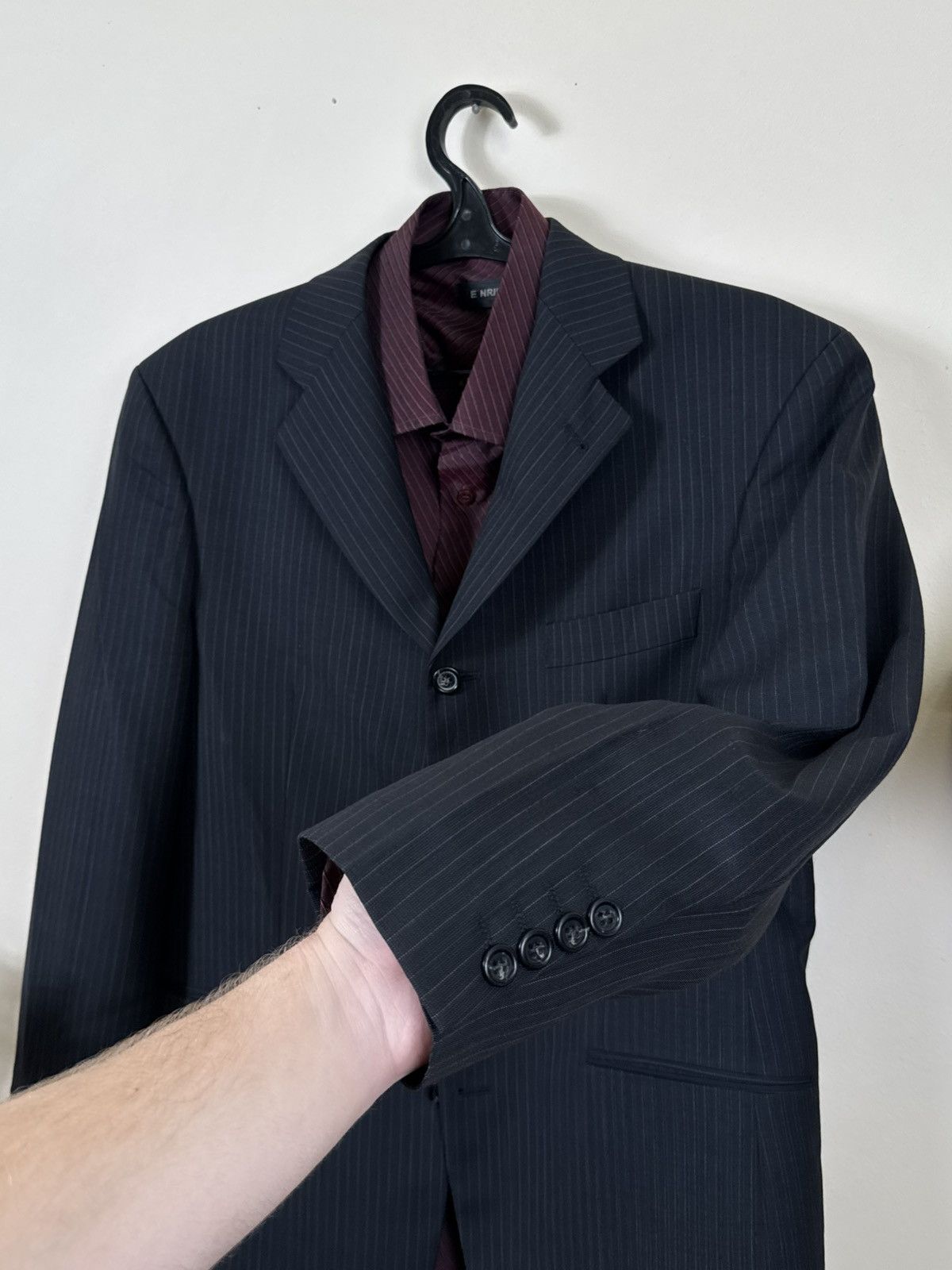 Yves Saint Laurent Vintage Yves Saint Laurent Blazer YSL Black Striped L Jacket Size 50R - 13 Thumbnail