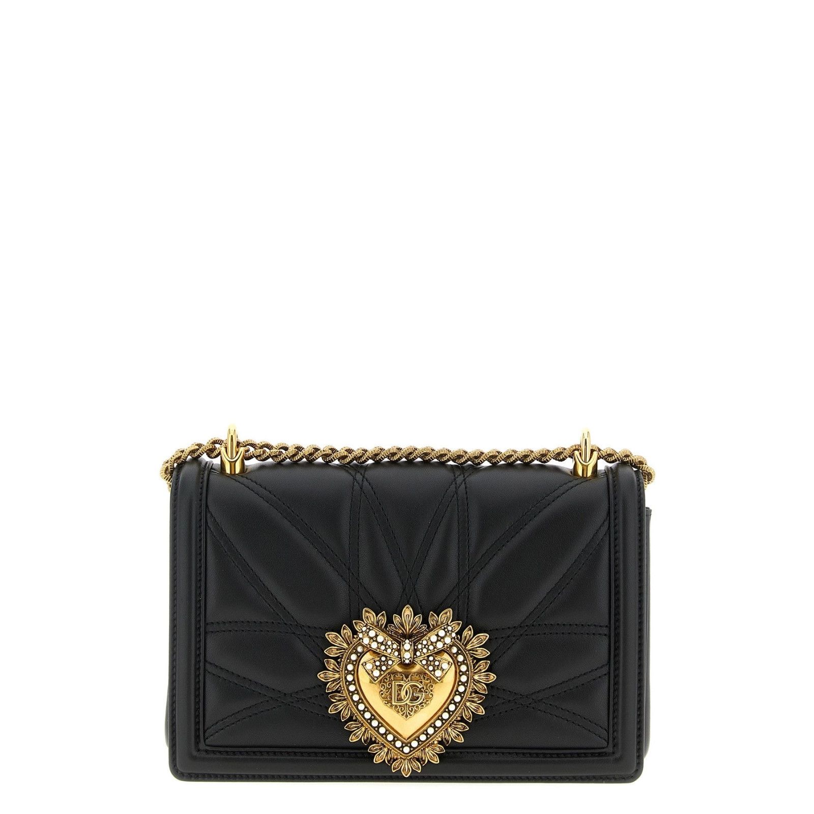 Dolce & Gabbana DOLCE&GABBANA Devotion Medium Black Nappa Leather Shoulder B Size ONE SIZE - 1 Thumbnail