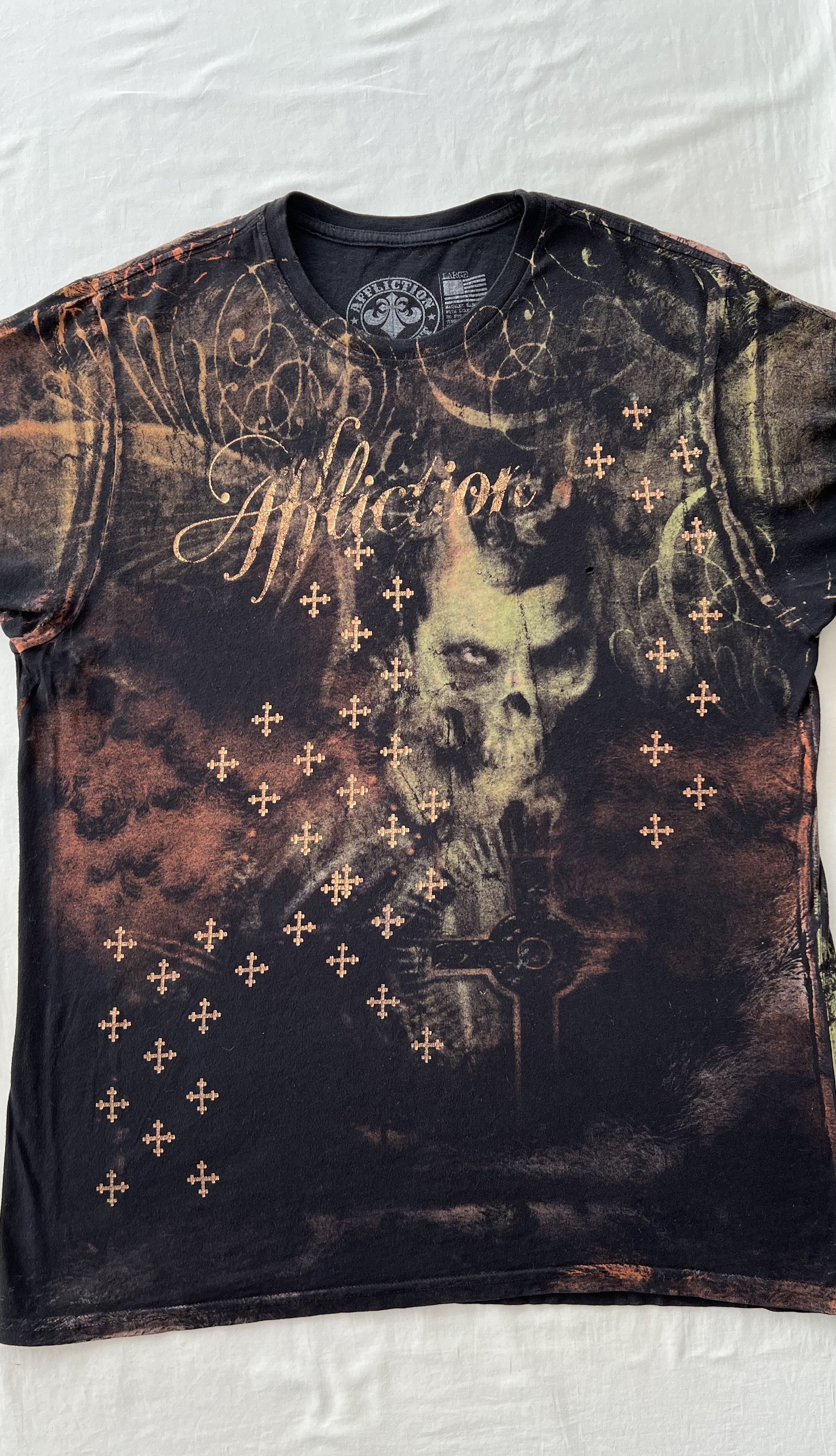 Affliction Vintage Y2k Affliction Skull Demon Gothic Grunge AOP T-shirt Size US L / EU 52-54 / 3 - 3 Thumbnail