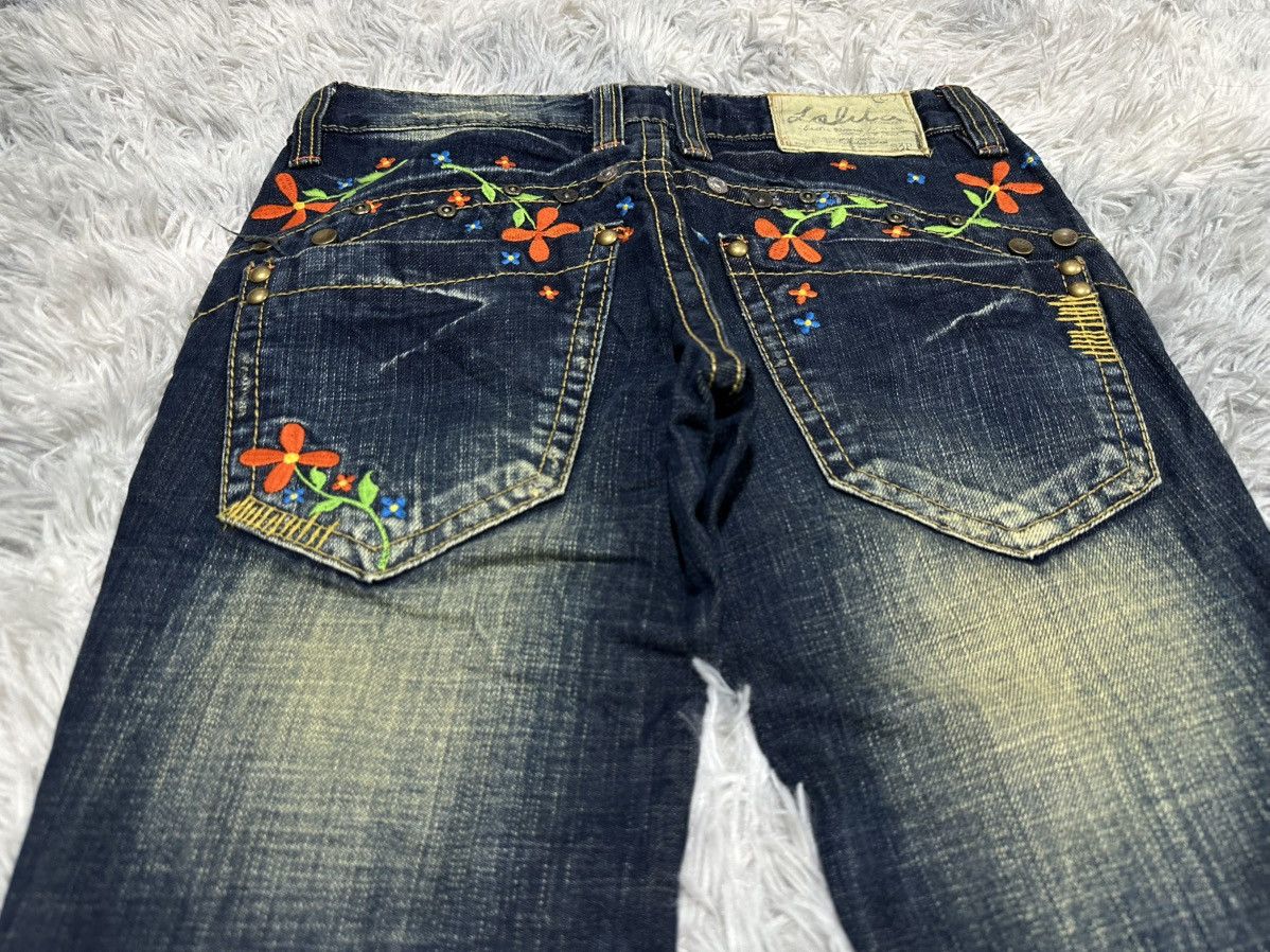Tornado Mart 🔥Y2K Lolita Exotic Vintage Denim Flared Embroidered Floral Size US 29 - 2 Thumbnail