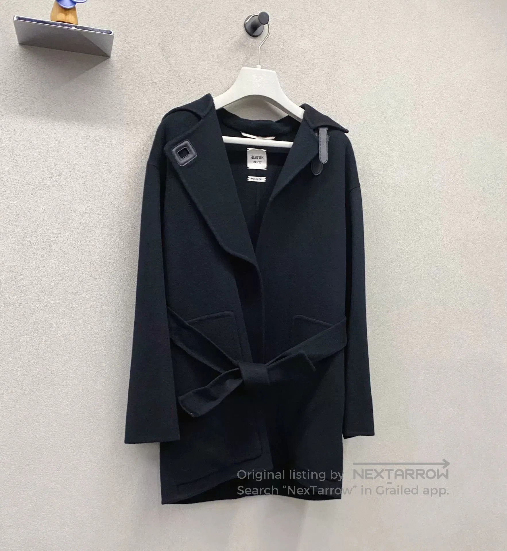 Hermes Hermès Black Cashmere Tie Coat. Size US XS / EU 42 / 0 - 3 Thumbnail