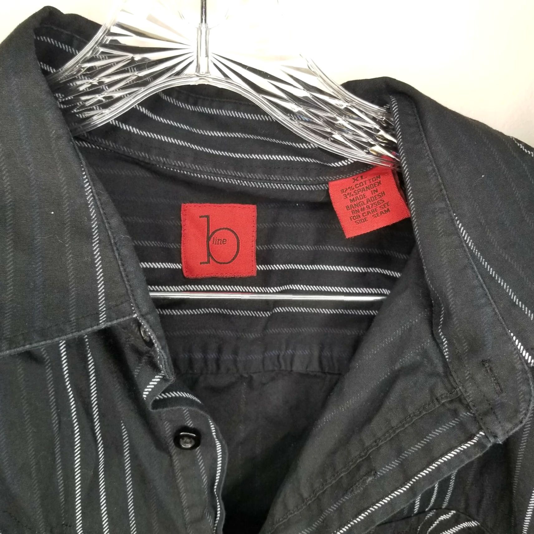 Vintage B Line Mens Black Long Sleeve Button-Up XL Size US XL / EU 56 / 4 - 3 Thumbnail