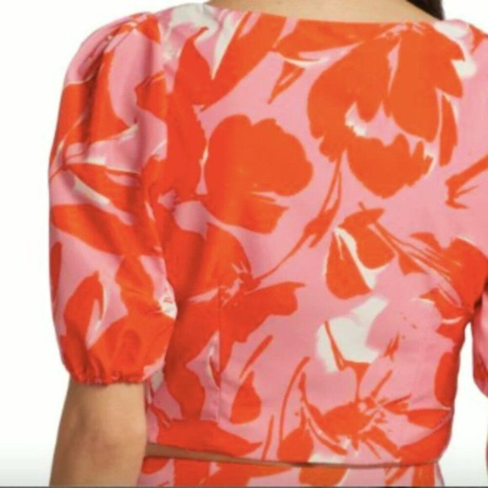 Monique Lhuillier ML Monique Lhuillier Printed Taffeta Crop Top 10 Size L / US 10 / IT 46 - 2 Thumbnail