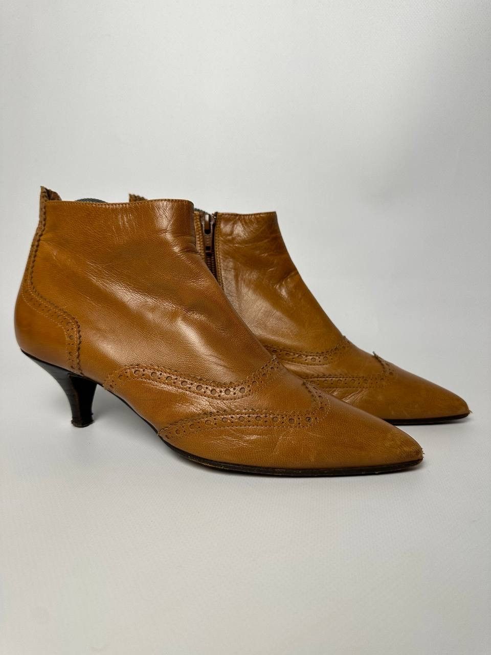 Veronique Branquinho Veronique Branquinho Brown Leather Ankle Boot Size US 8 / IT 38 - 1 Thumbnail