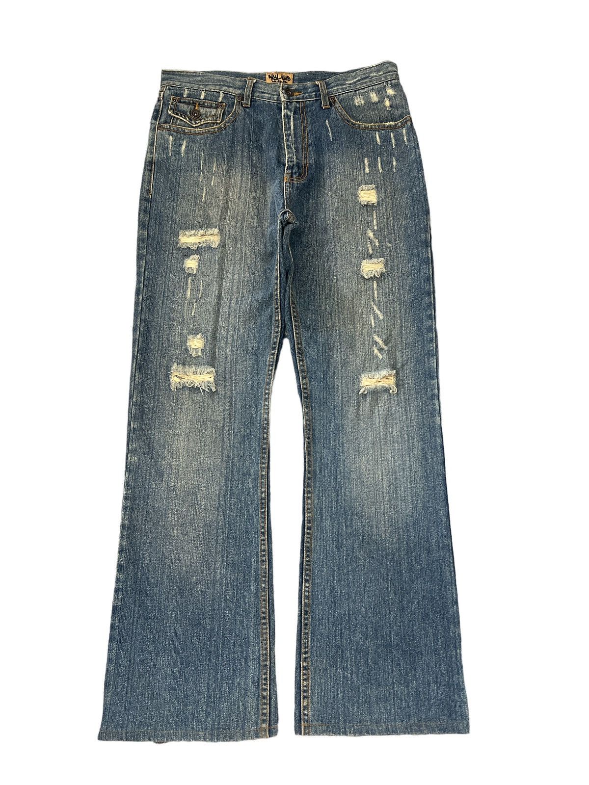 Japanese Brand × Vintage FLARED💥NYLAUS JEANS RIPPED DISTRESSED DENIM PANT Size US 32 / EU 48 - 1 Thumbnail