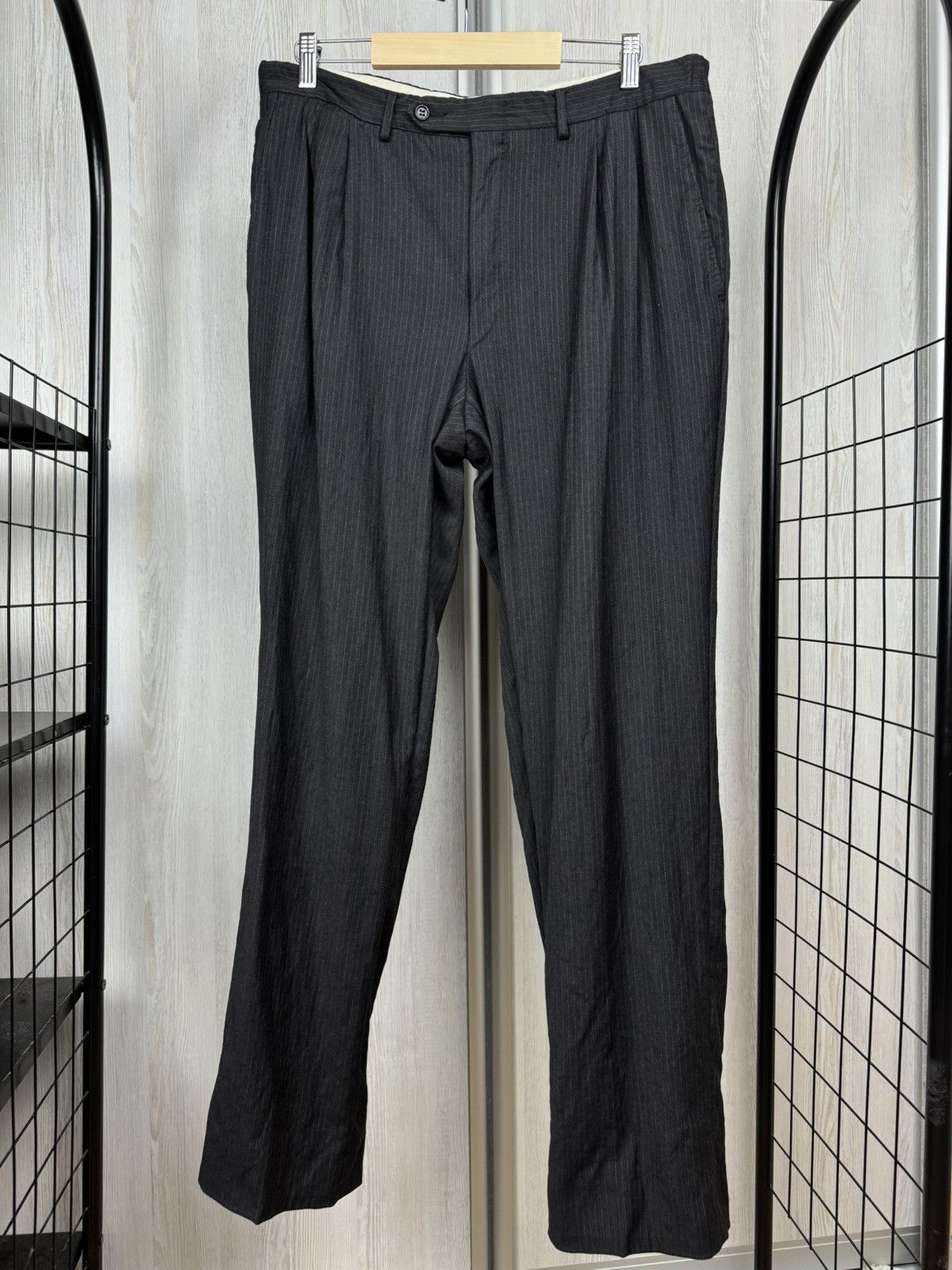Lanvin Lanvin Classique Dark Gray Striped Wool 3 Button Vented Suit Size 42R - 10 Thumbnail