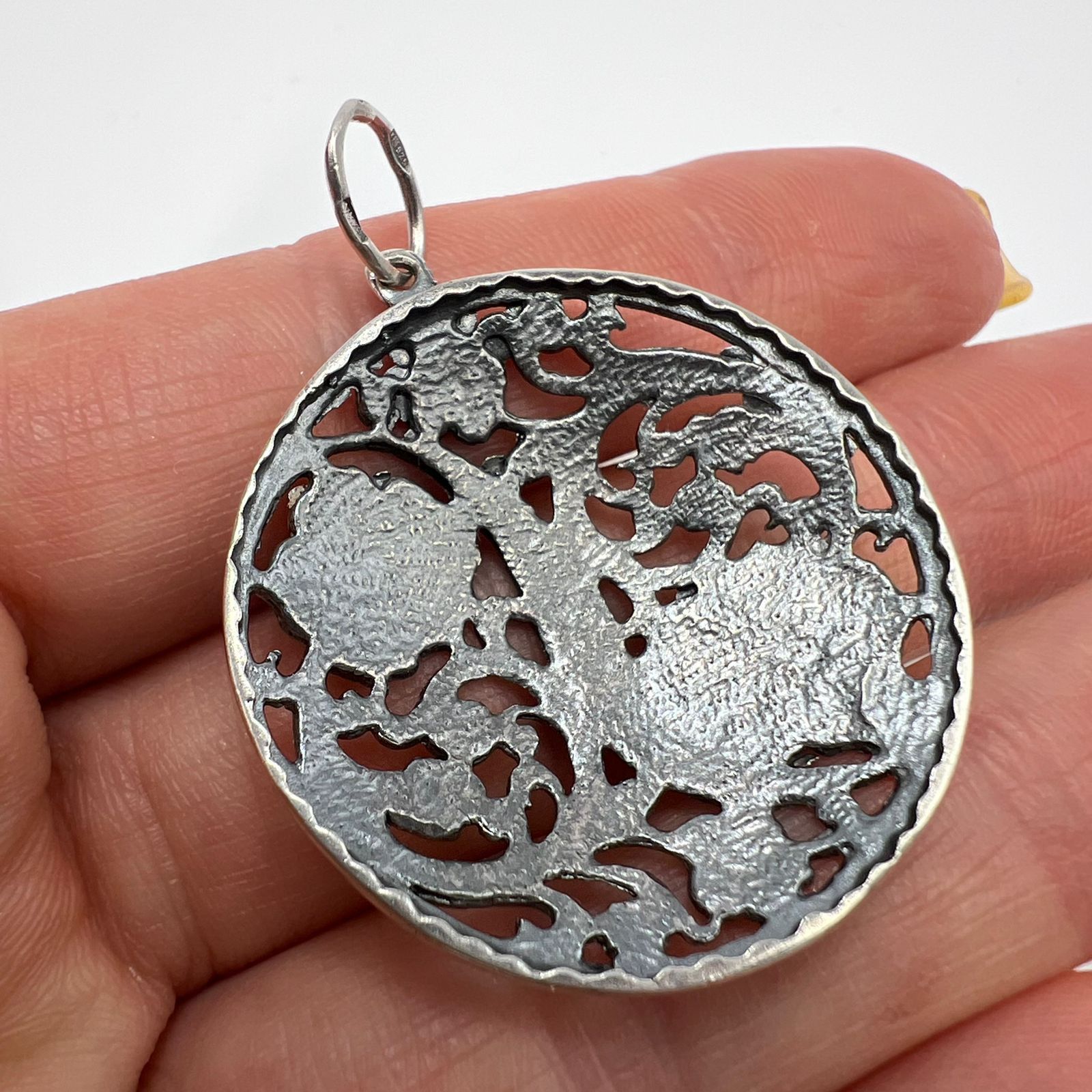 Sterling Silver Vintage 925 Sterling Silver Round Filigree Pendant Floral Size ONE SIZE - 7 Thumbnail
