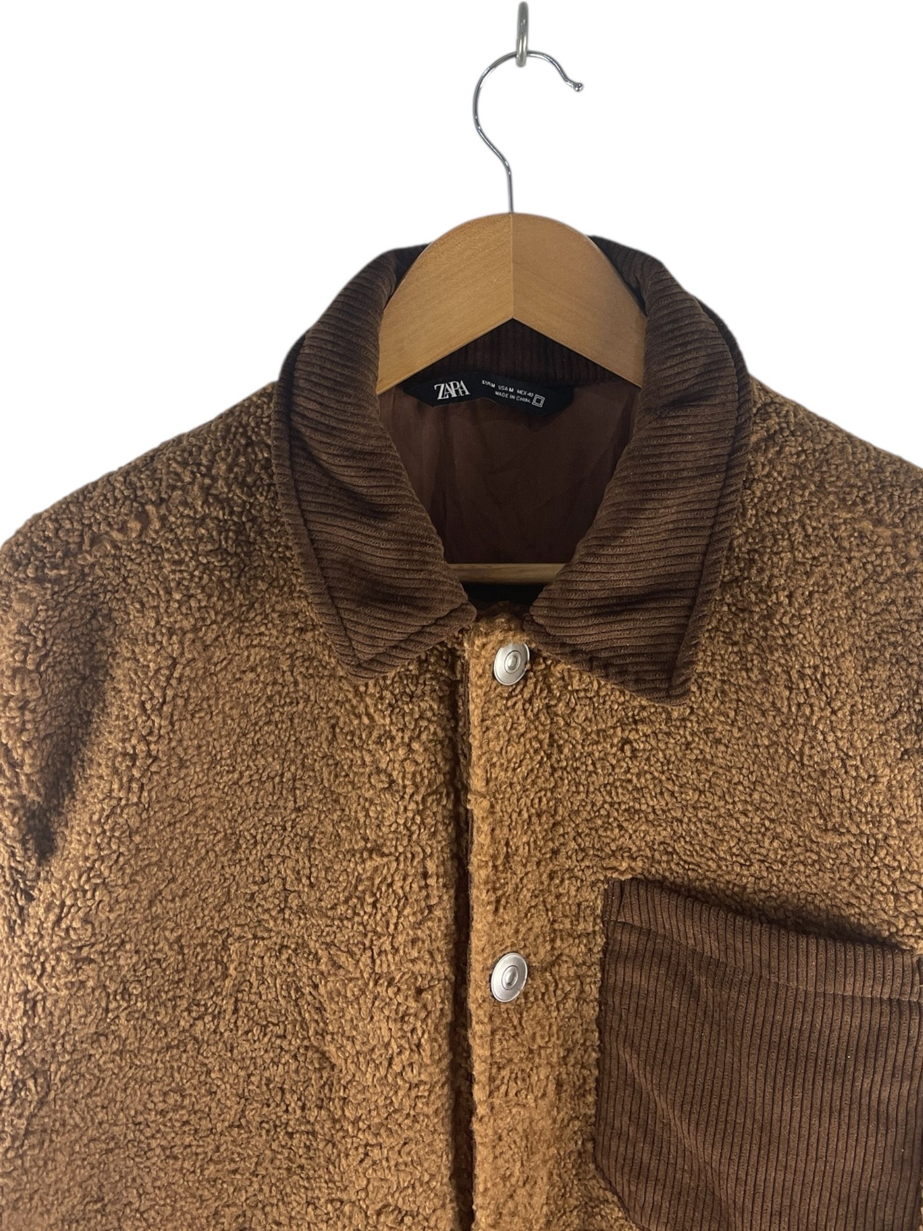 Zara Zara Sherpa Button Brown Fleece Jacket Size US M / EU 48-50 / 2 - 8 Thumbnail