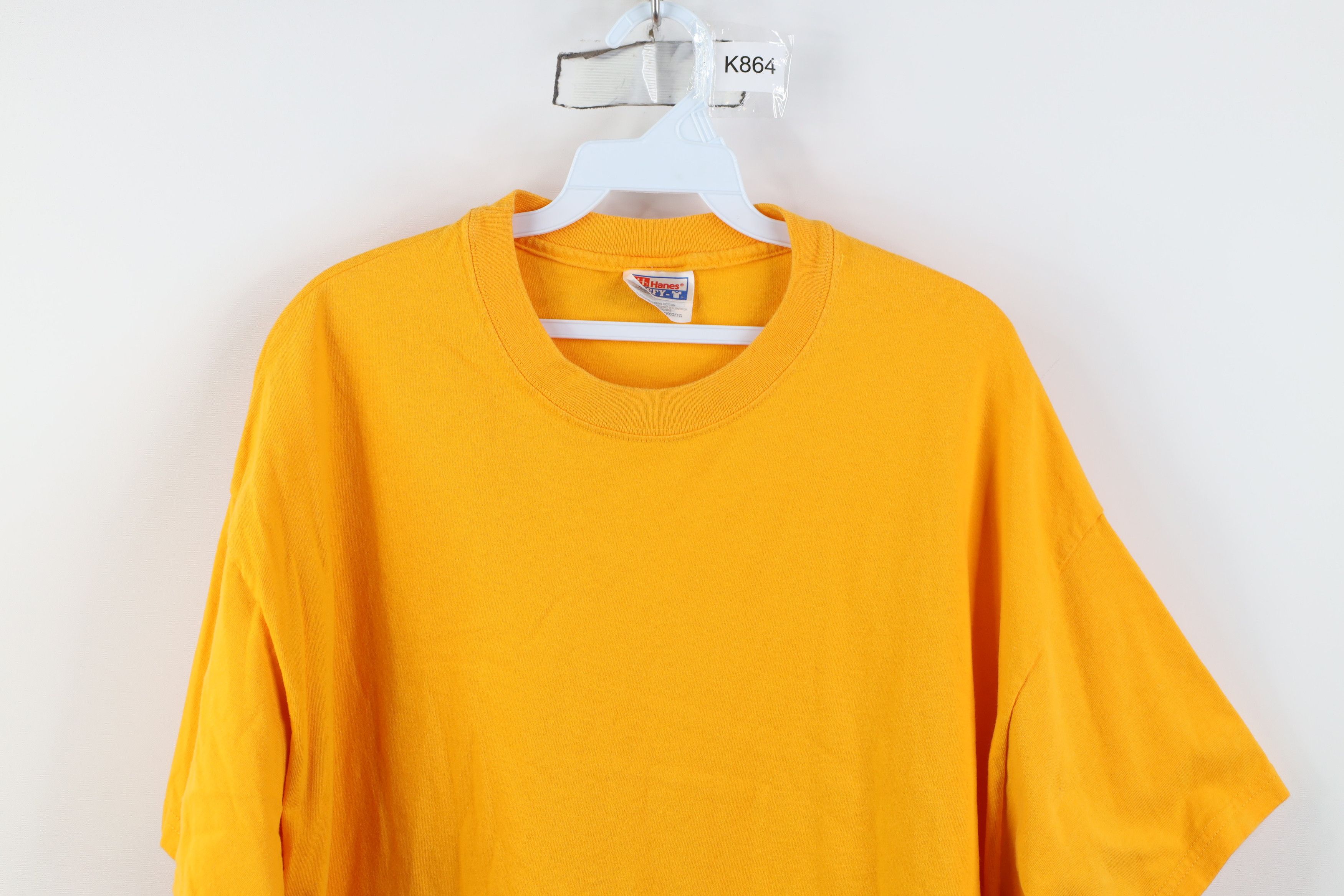 Hanes Vintage 90s Hanes Beefy Blank Heavy Cotton T-Shirt Yellow Size US XL / EU 56 / 4 - 2 Thumbnail