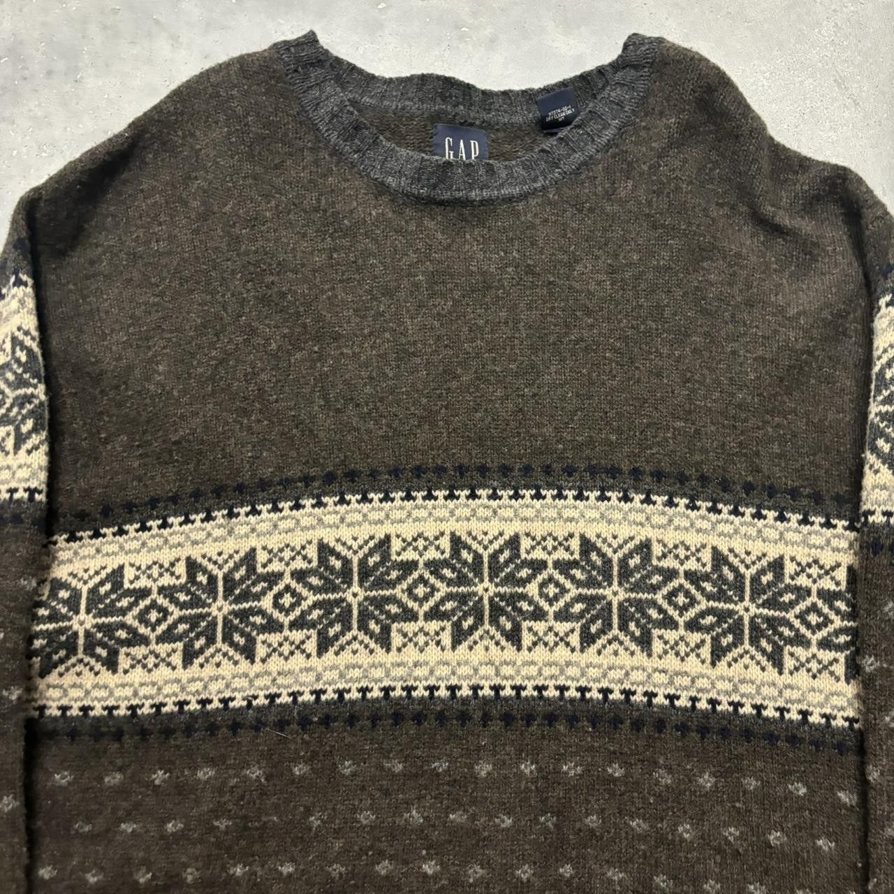 Japanese Brand × Vintage Crazy Vintage Y2K/2000s Grunge Khaki Pattern Striped 100% Lambswool Sweater! Size US XL / EU 56 / 4 - 2 Thumbnail