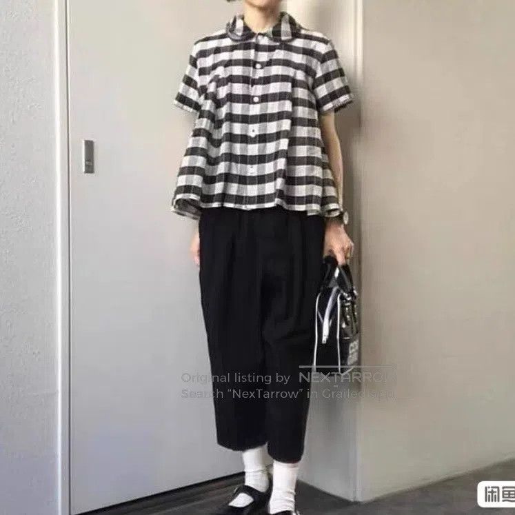 Comme des Garcons Comme des Garcons Silk-cotton checked shirt with checkerbo Size S / US 4 / IT 40 - 5 Thumbnail