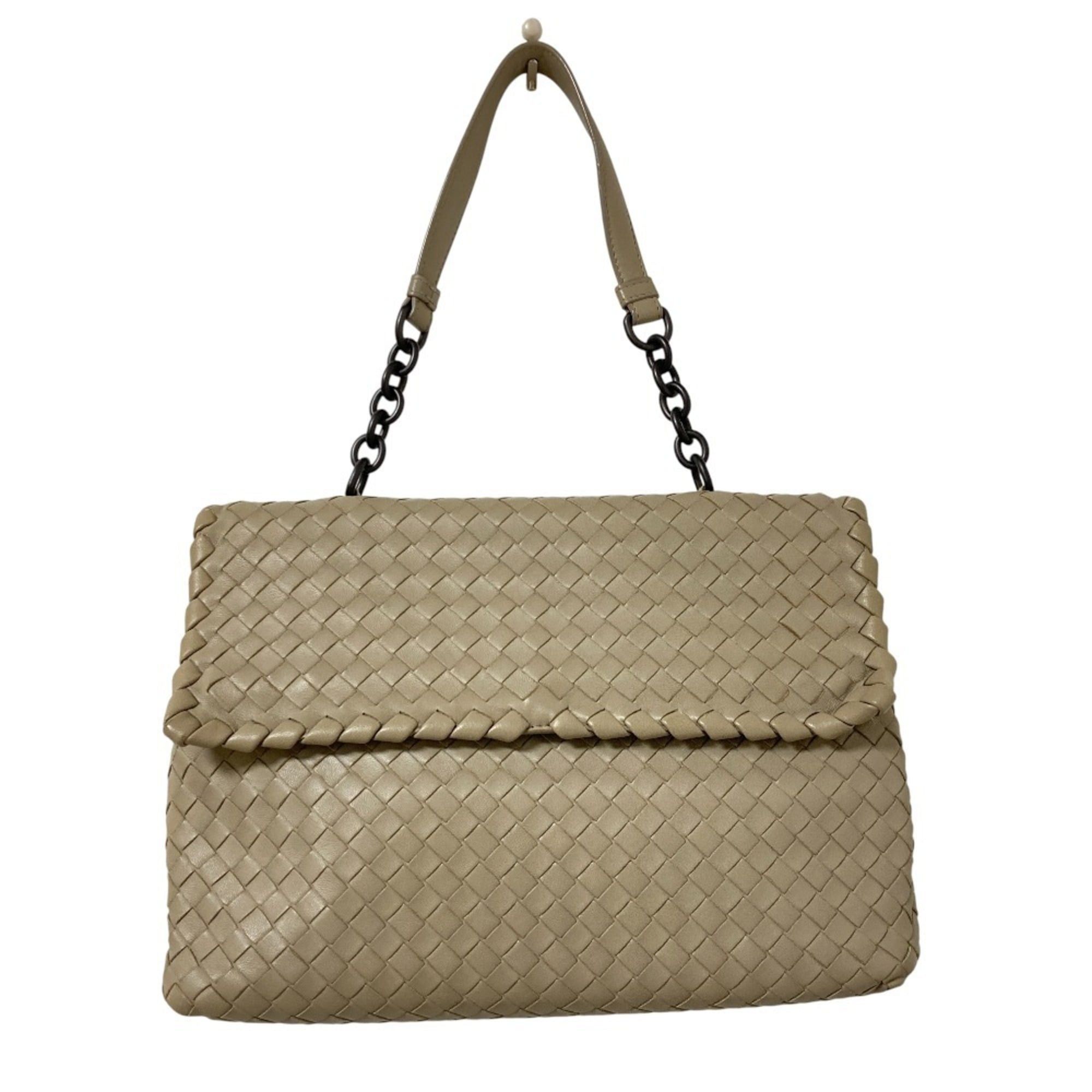 Bottega Veneta BOTTEGA VENETA Olympia Intrecciato Chain Shoulder Bag, Greige, Women's Size ONE SIZE - 1 Thumbnail