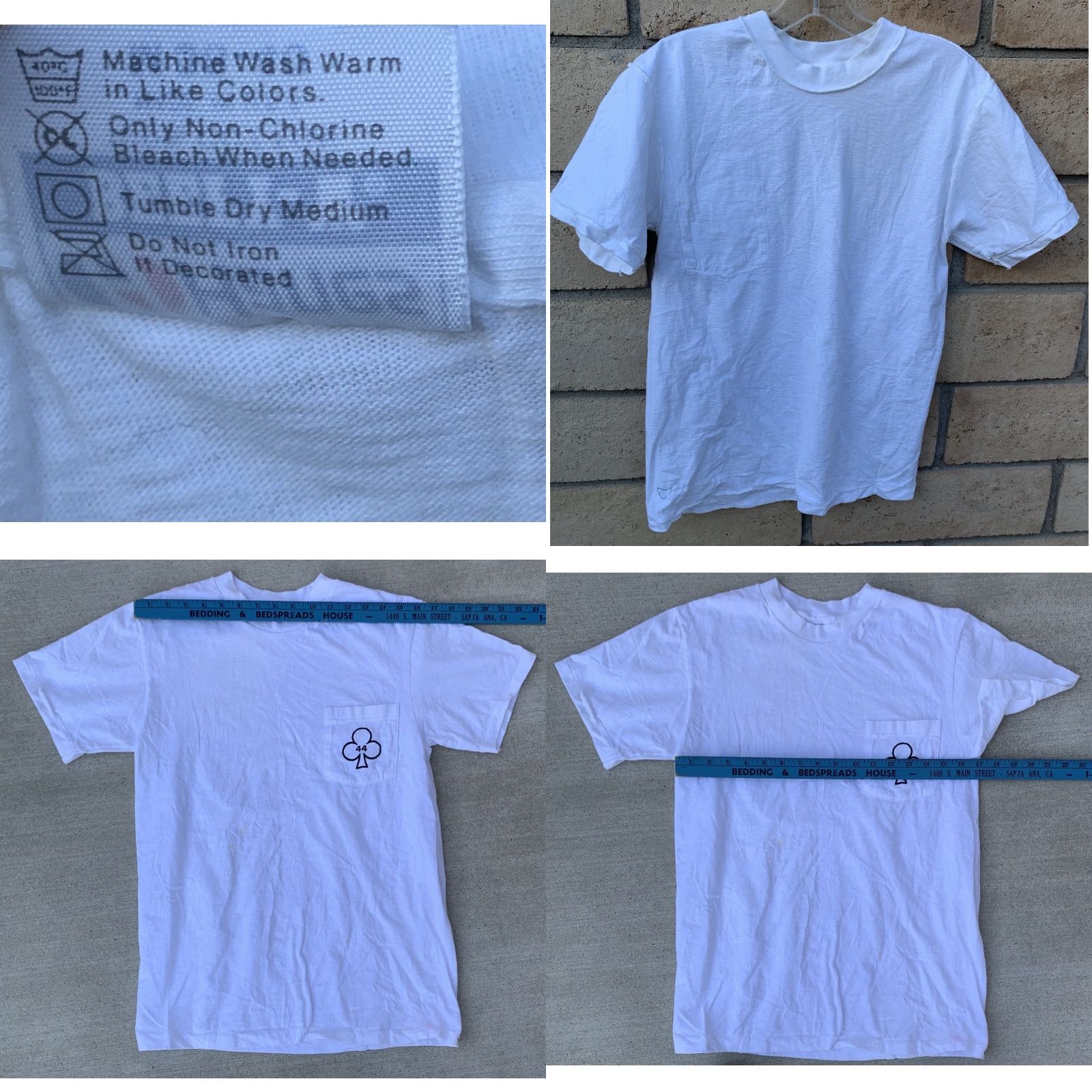 Hanes VINTAGE Hanes Beefy-T 44 Ace of Clubs Pocket T Shirt Mens M White Cotton Single Stitch Graphic Print 1980s Size US M / EU 48-50 / 2 - 10 Thumbnail
