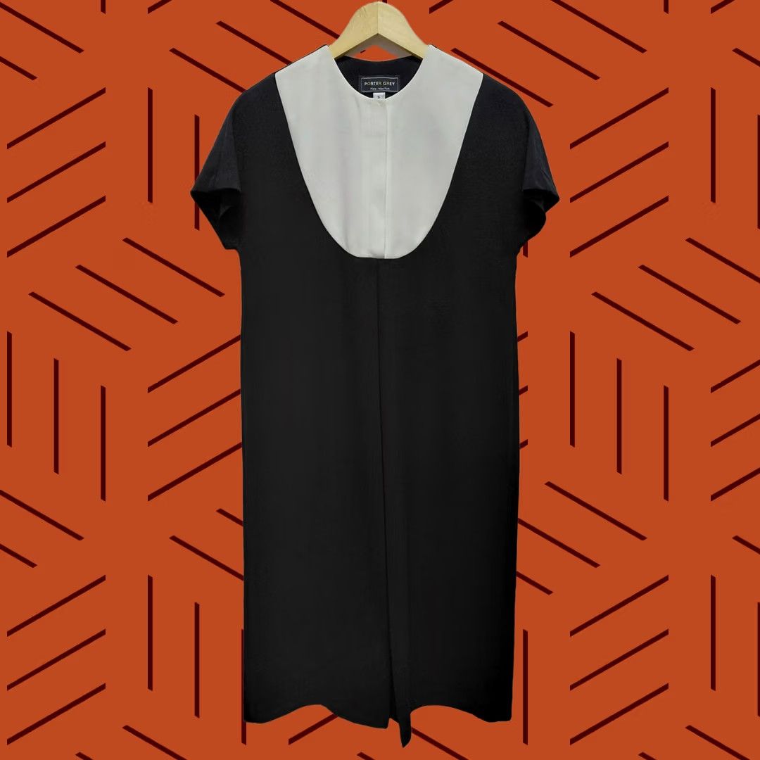 Vintage PORTER GREY Black Dress Solid Short Sleeve Knee Length Women Size S Size 28" / US 6 / IT 42 - 1 Thumbnail