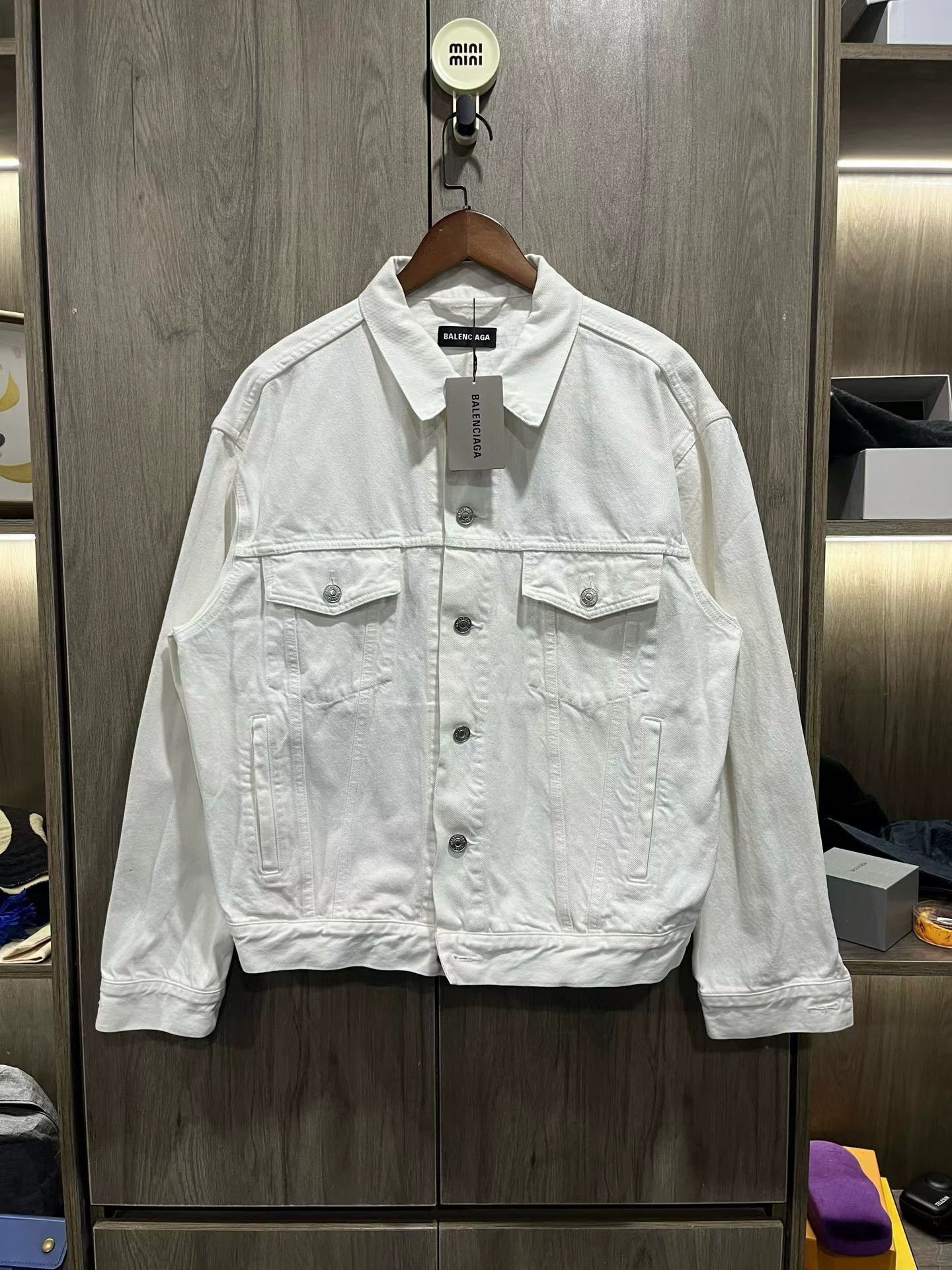 Balenciaga Balenciaga White Logo Denim Jacket - New w/ Tags - Size 44 Size US S / EU 44-46 / 1 - 1 Thumbnail