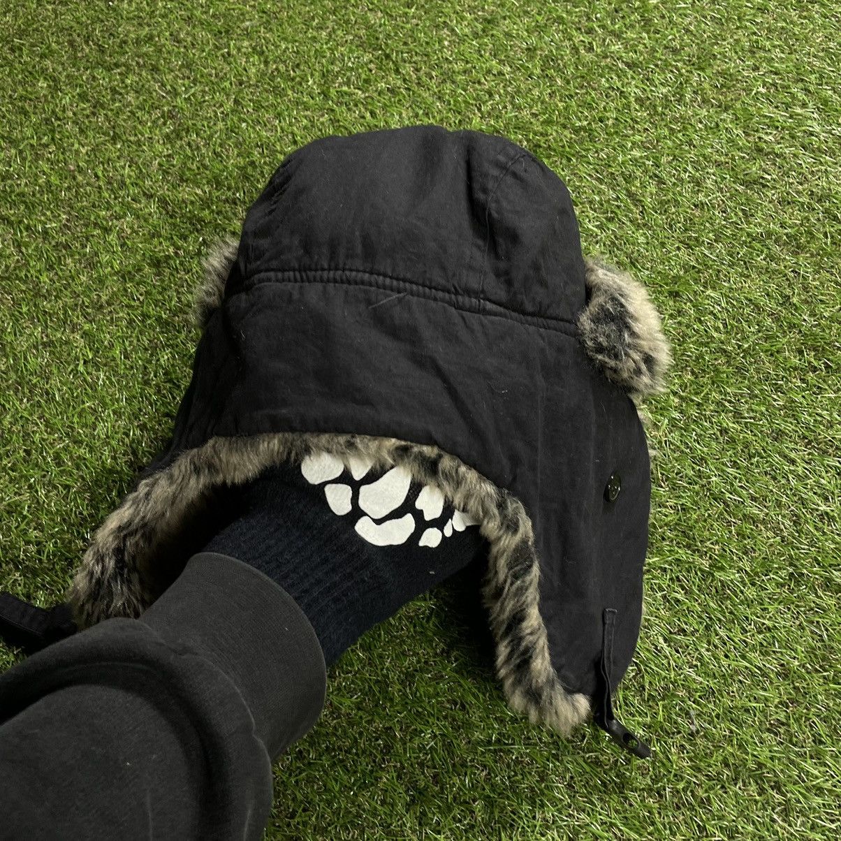 Vintage Vintage 90s Mohair Fuzzy Knit Beanie Goth Alt Black Logo OS Size ONE SIZE - 5 Thumbnail