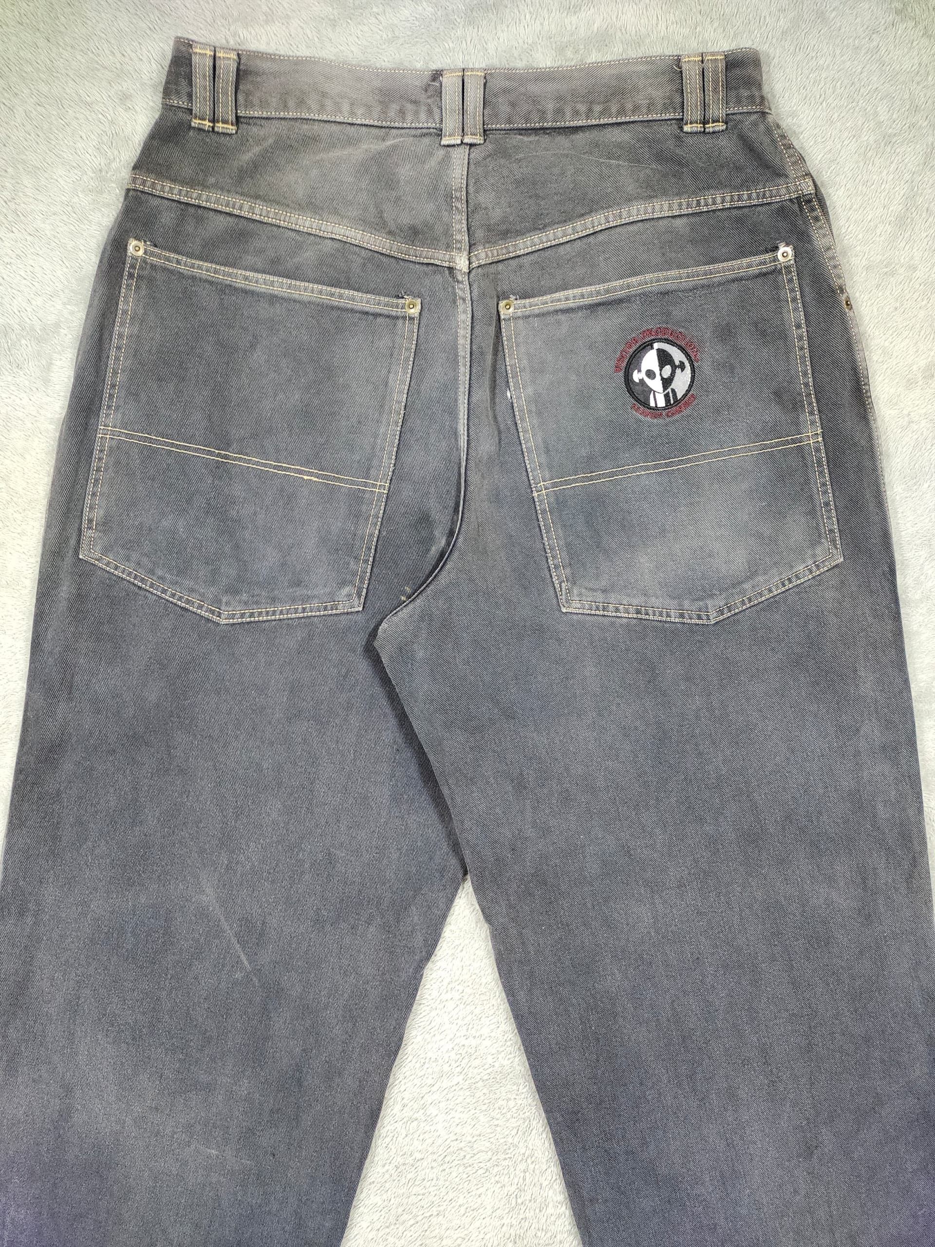 JNCO VINTAGE DISTRESSED VISITOR PRODUCTION BAGGY JEANS Size US 35 - 10 Thumbnail