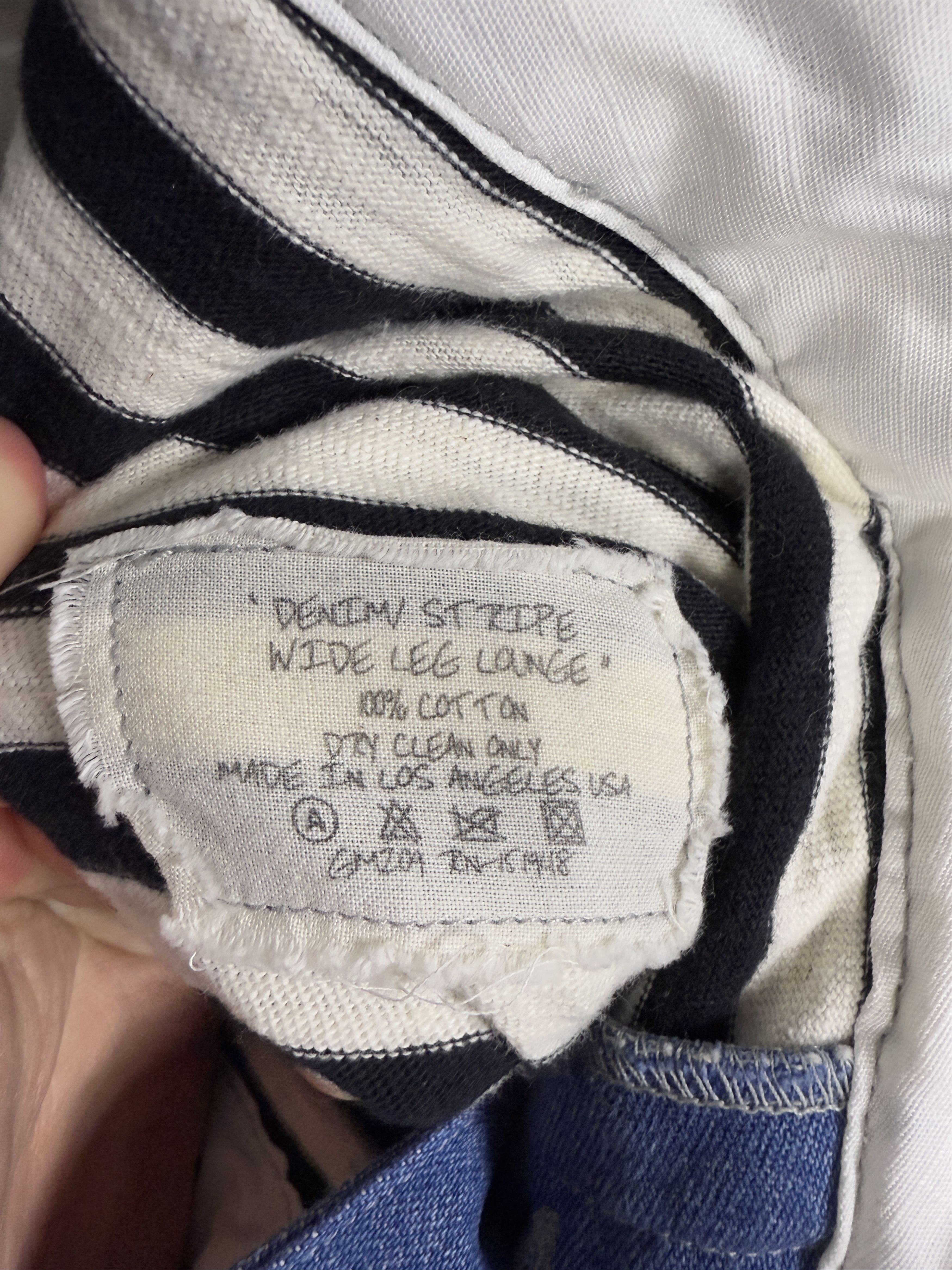 Greg Lauren Greg Lauren Denim/ Stripe Wide Leg Lounge Zip Pants Size US 42 / EU 58 - 10 Thumbnail