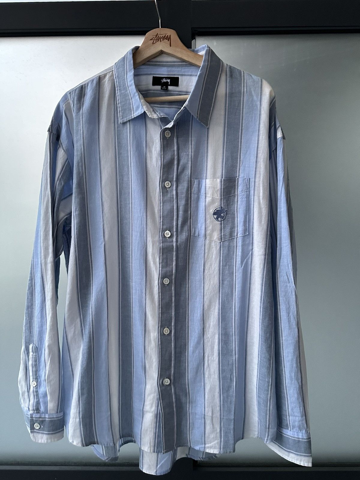 Stussy Stussy Wide Striped Shirt Surfman Logo Size M Size US M / EU 48-50 / 2 - 2 Thumbnail