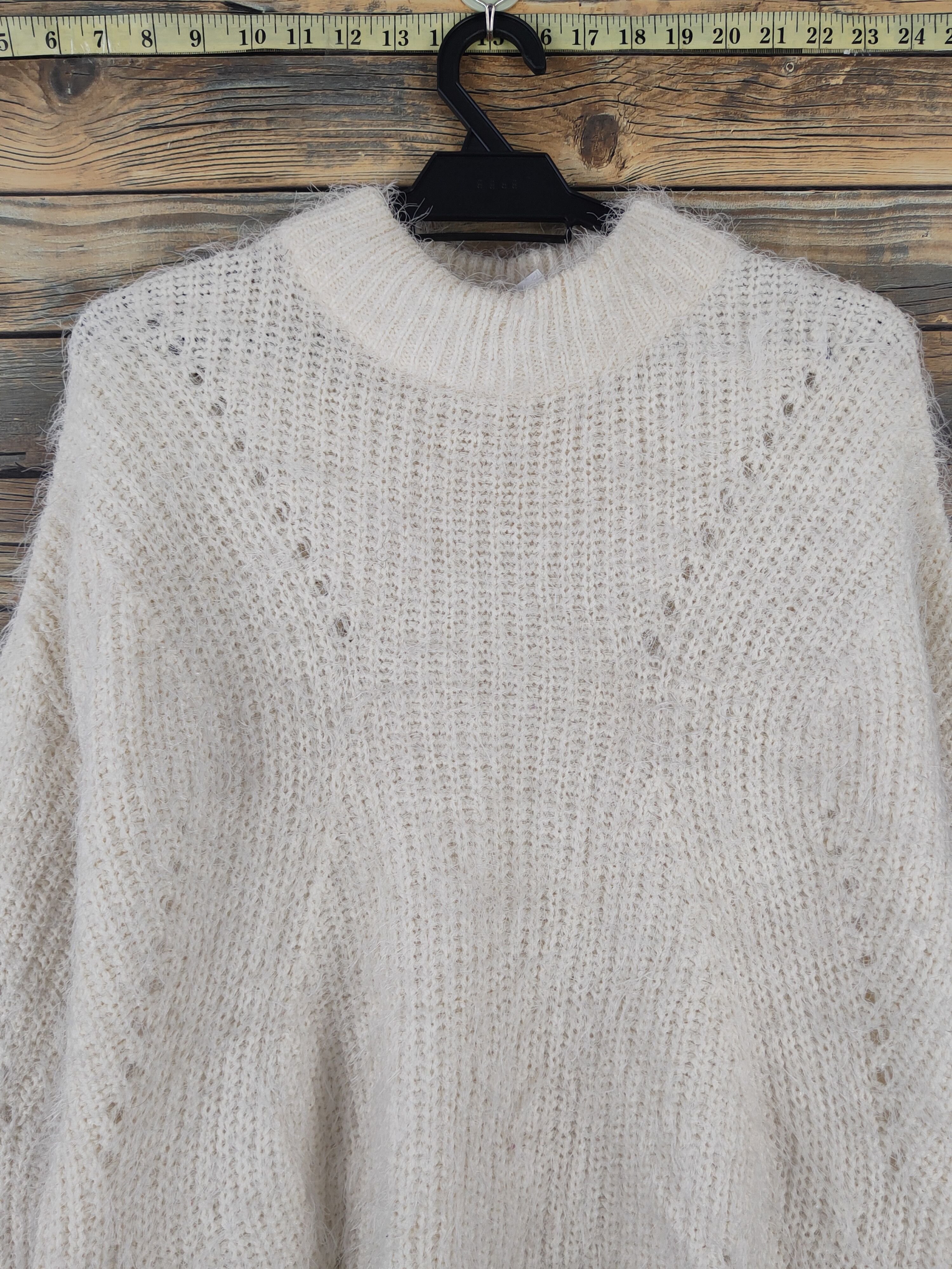 Japanese Brand Merci-u Ivory Shag Shaggy Fur Mohair Knitwear #W2133 Size L / US 10 / IT 46 - 2 Thumbnail