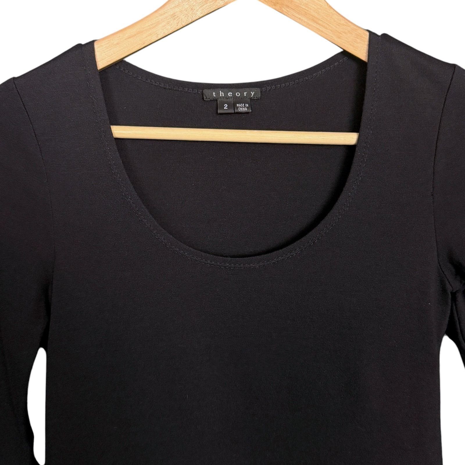 Theory Theory Dress Women's 2 Black Wool Blend Knit L/S Scoop Neck Size XS / US 0-2 / IT 36-38 - 4 Thumbnail