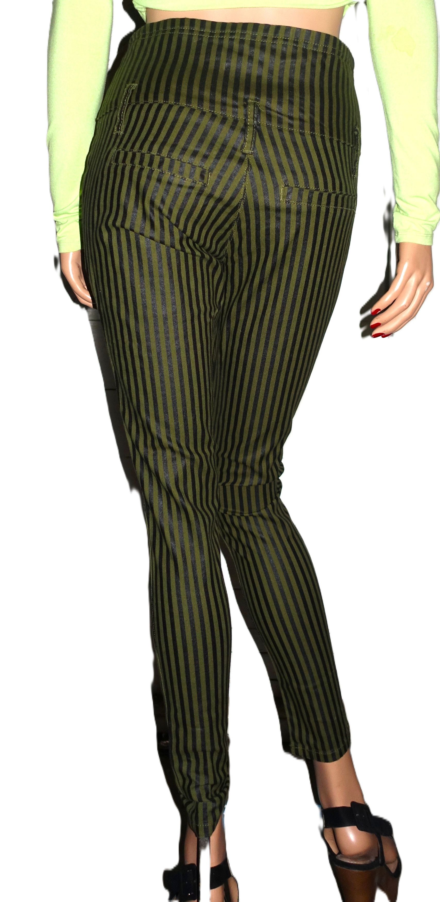 Other Spoon Jeans Green Black Striped Pants 7 Size 28" / US 6 / IT 42 - 5 Thumbnail