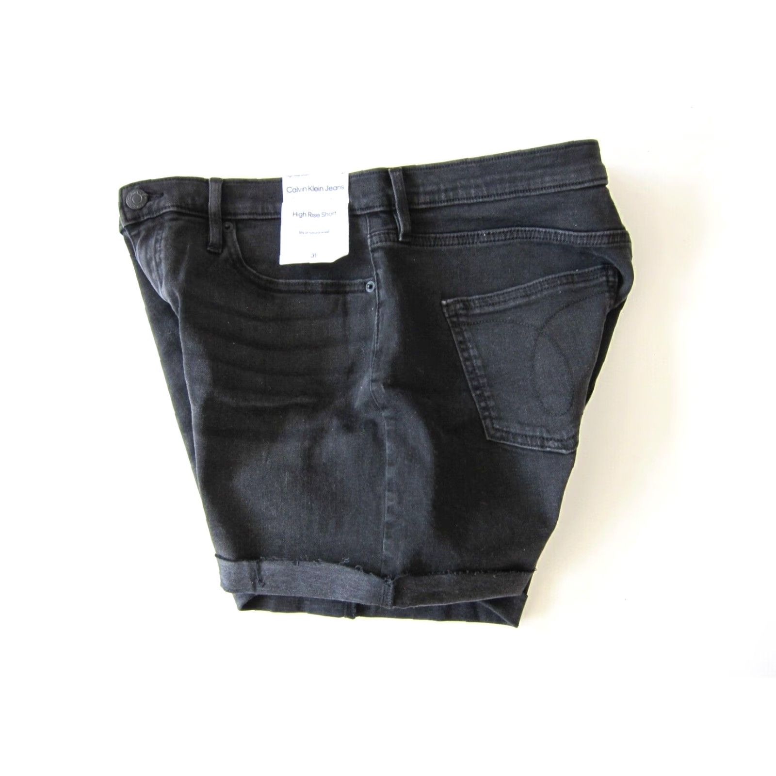 Calvin Klein Calvin Klein Jeans Black Cotton Stretch Roll High Rise Waist Jean Woman 31 NWT Size 24" / US 00 / IT 34 - 3 Thumbnail