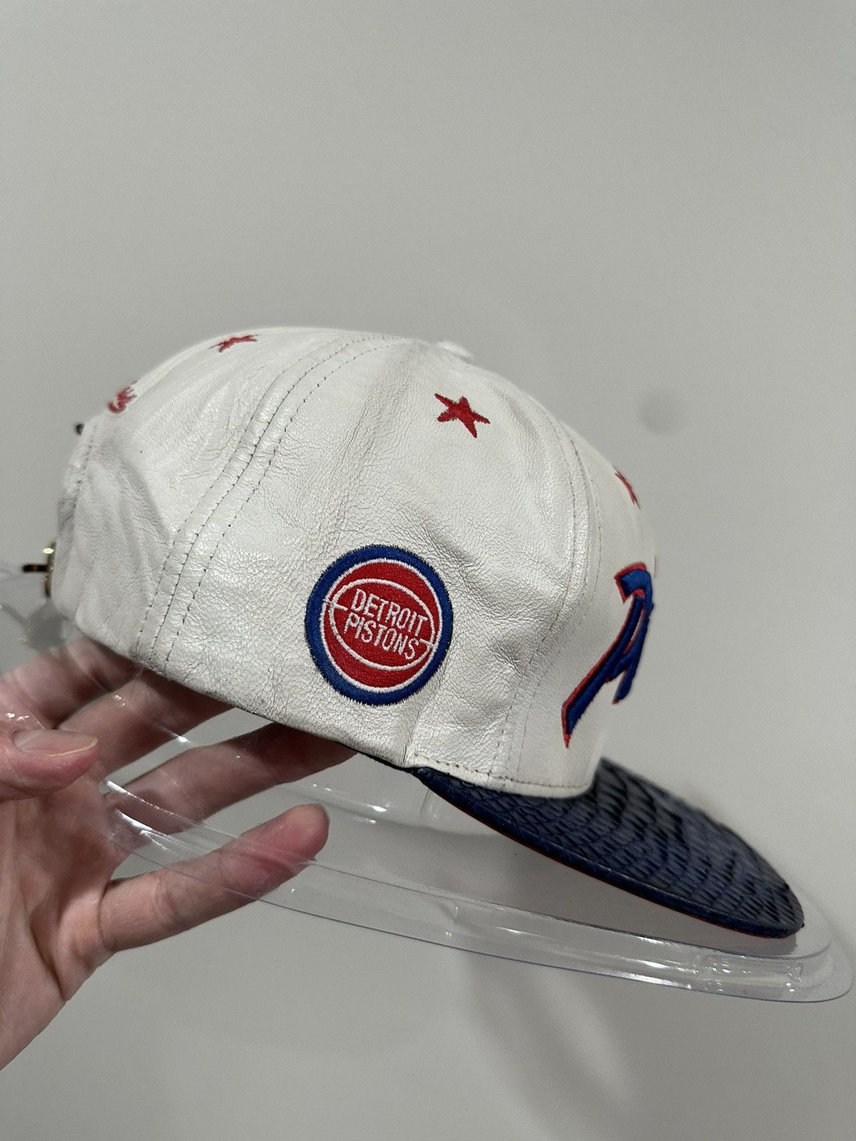 Just Don × Mitchell & Ness × NBA Just Don x Mitchell & Ness NBA Detriot Pistons Leather Hat Size ONE SIZE - 9 Thumbnail