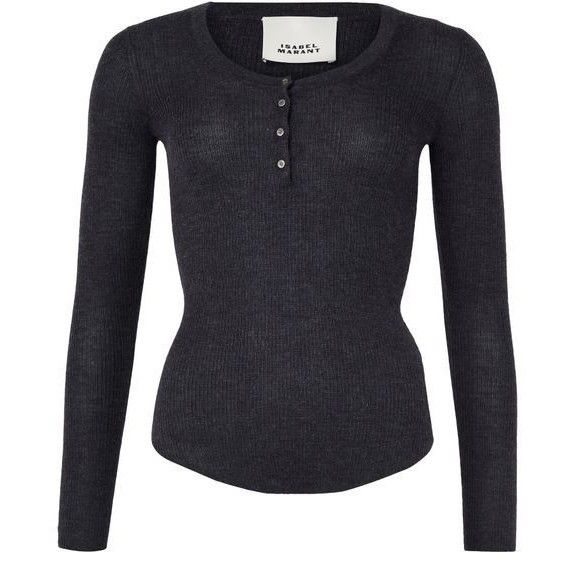ISABEL MARANT Idite Long Sleeves Black Cashmere Top New & Au