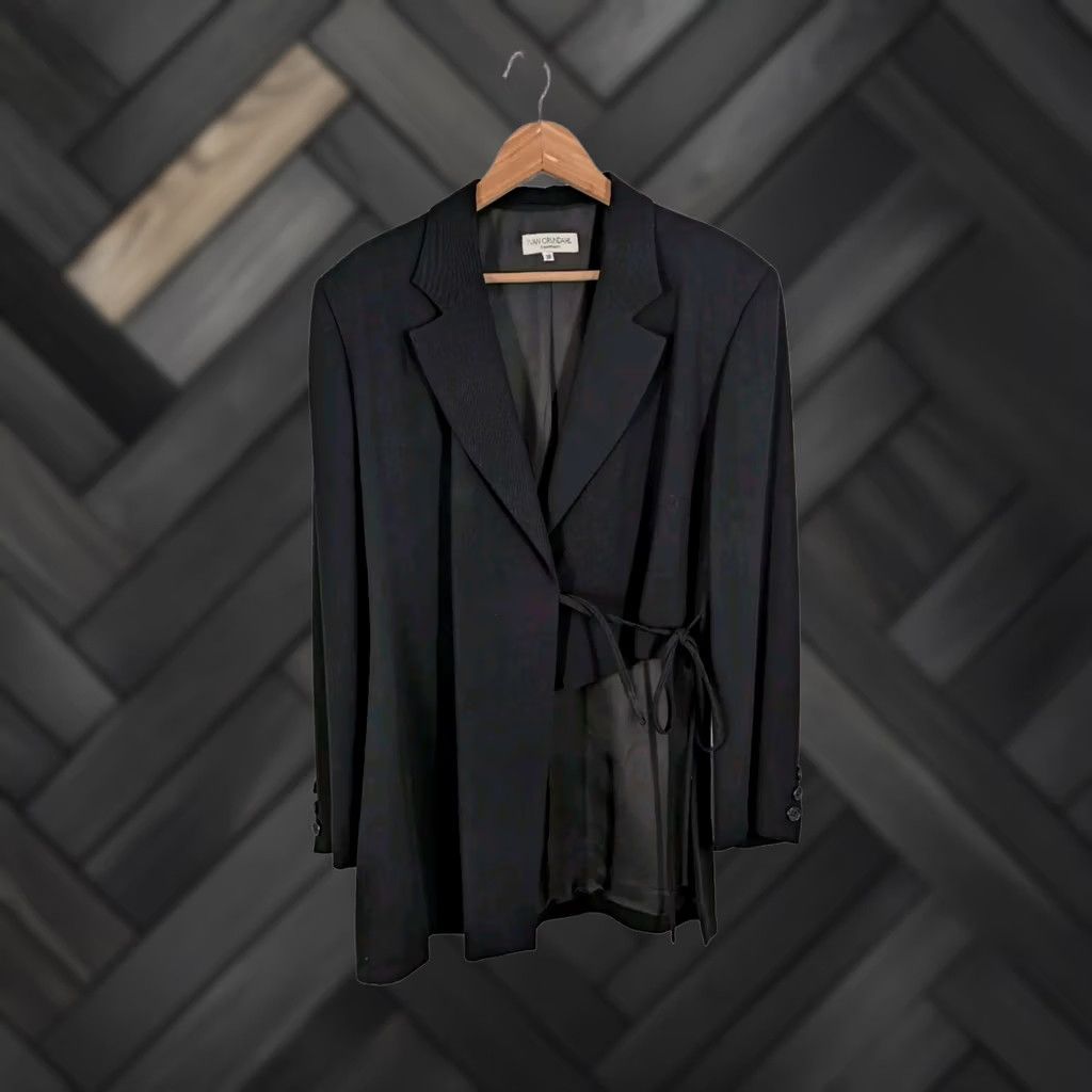 Vintage VINTAGE Ivan Grundahl Copenhagen Gothic Avant Garde Deconstructed Art Tie Blazer Women Wool Black 38 Modern Blazer Mens Womens Girls Size XS / US 0-2 / IT 36-38 - 1 Thumbnail