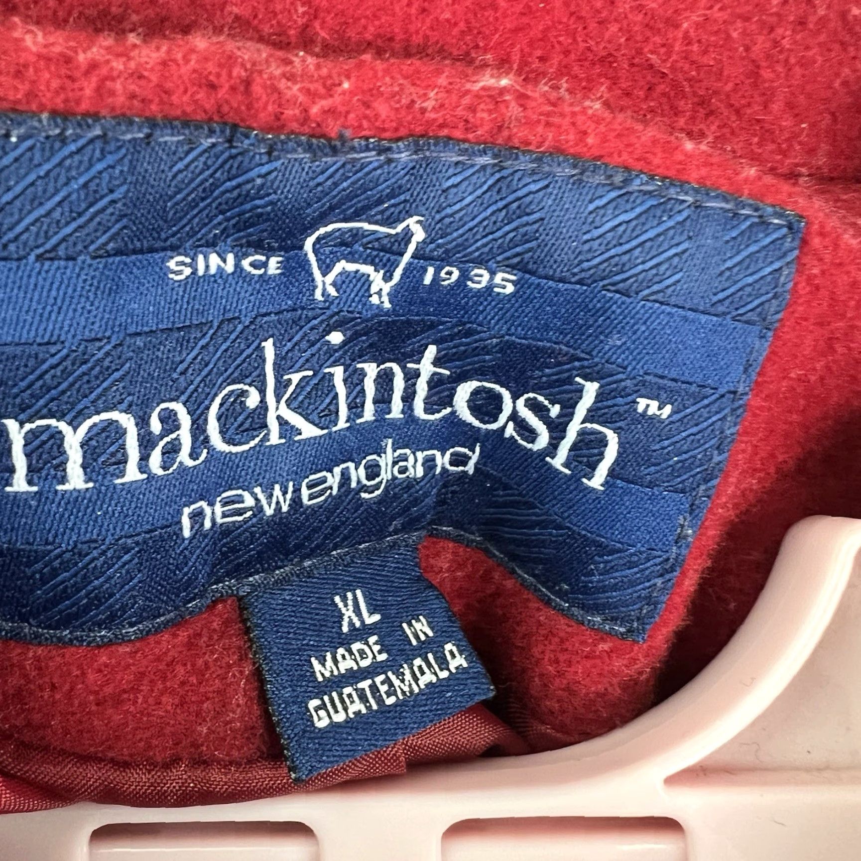 Mackintosh VINTAGE Mackintosh Wool Blend Overcoat Womens XL Long Red Fall Winter 90s Classic Leather Accents Size XL / US 12-14 / IT 48-50 - 6 Thumbnail